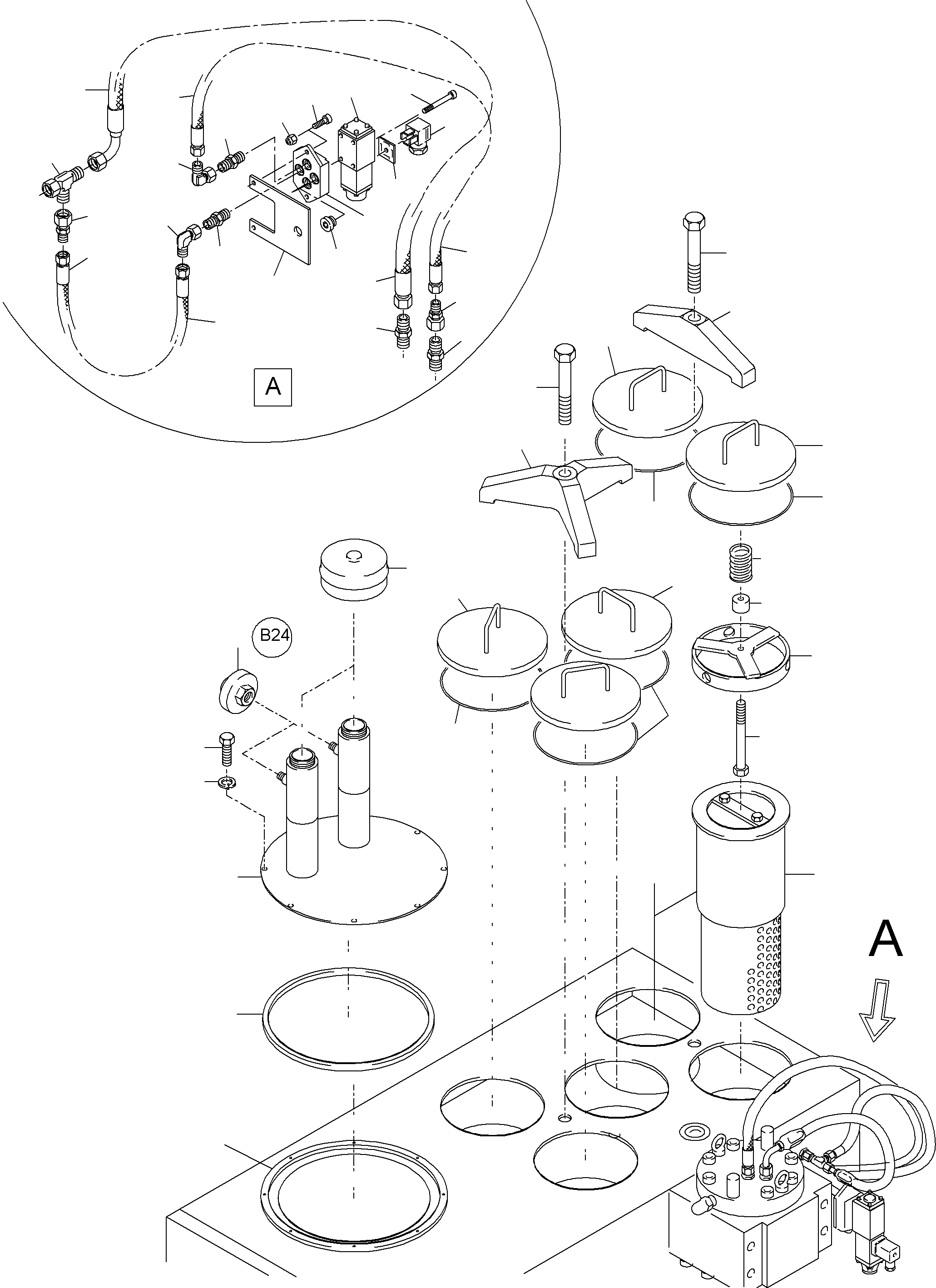 Komatsu parts book diagram for PC4000-6 S/N 08164: MAIN OIL TANK