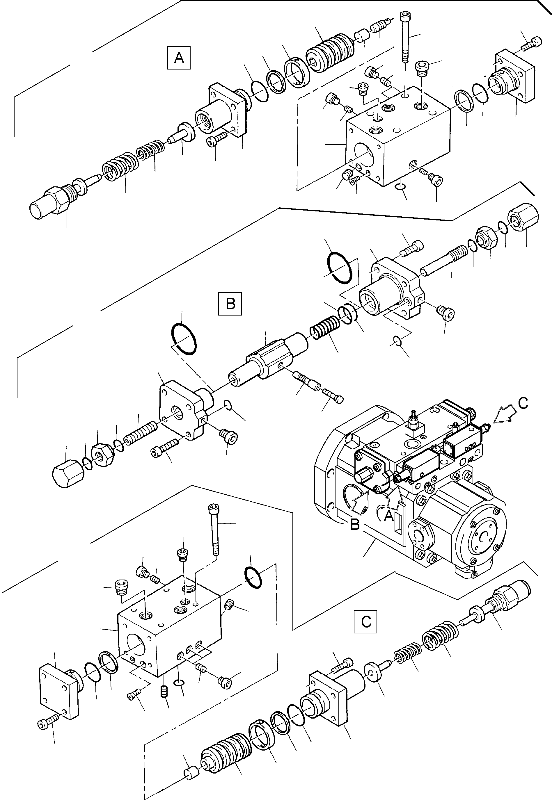 Komatsu parts book diagram for PC4000-6 S/N 08164: VARIABLE DISPLACEMENT PUMP