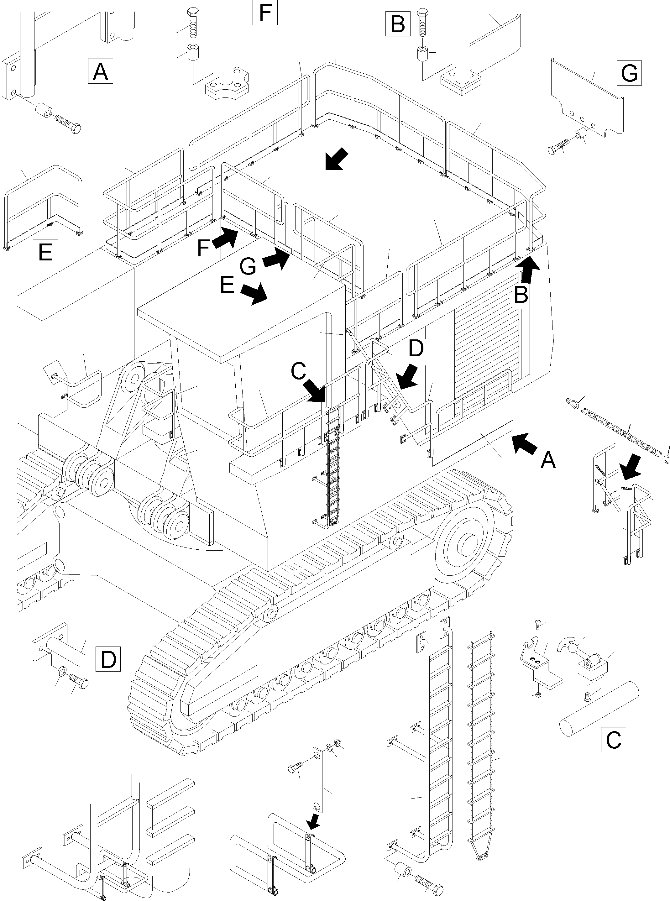 Komatsu parts book diagram for PC4000-6 S/N 08164: RAILS (BBE)