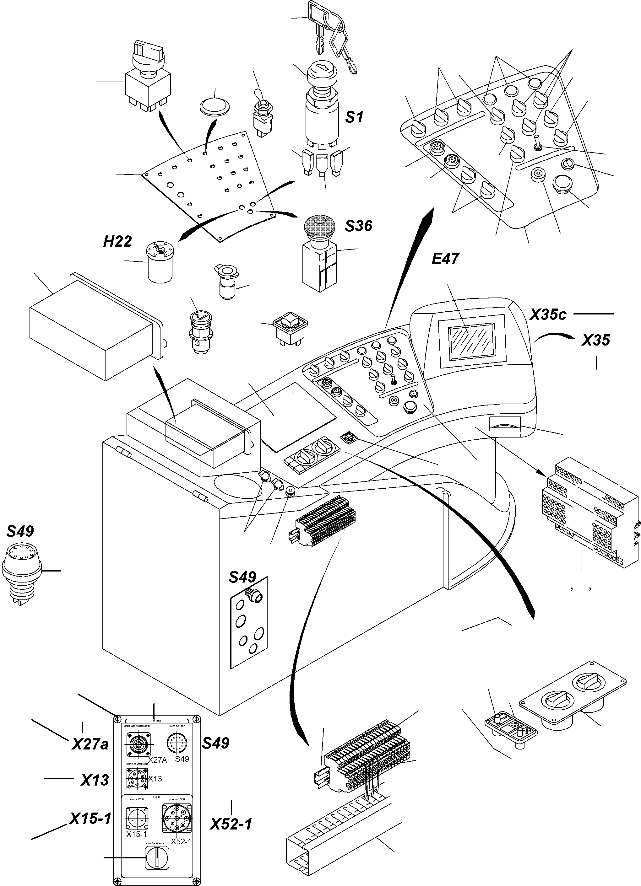 Komatsu parts book diagram for PC4000-6 S/N 08164: OPERATION PANEL