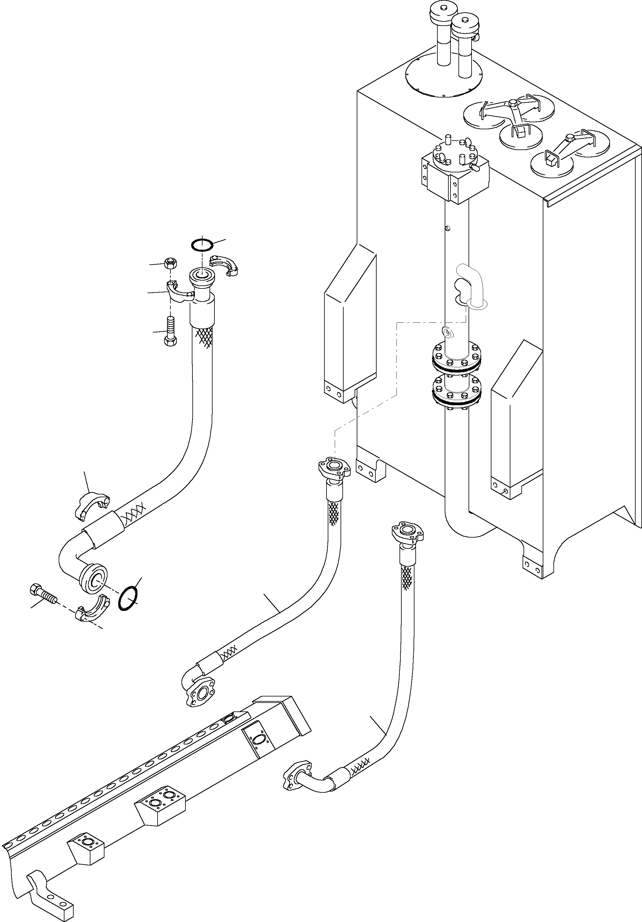 Komatsu parts book diagram for PC4000-6 S/N 08168: RETURN LINES - CONTROL BLOCK, - TANK