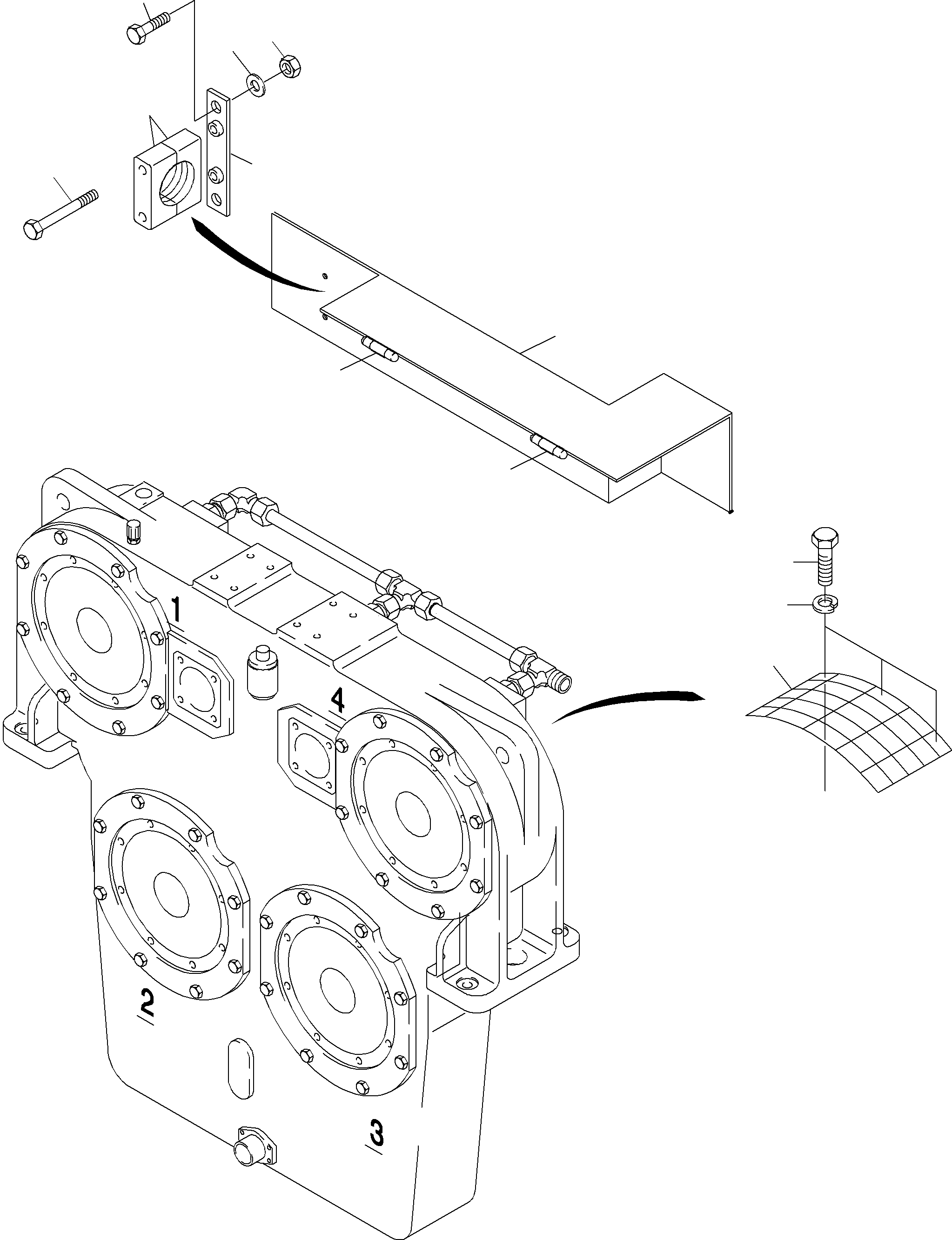 Komatsu parts book diagram for PC4000-6 S/N 08168: PUMP MOUNTING; COVER PDG