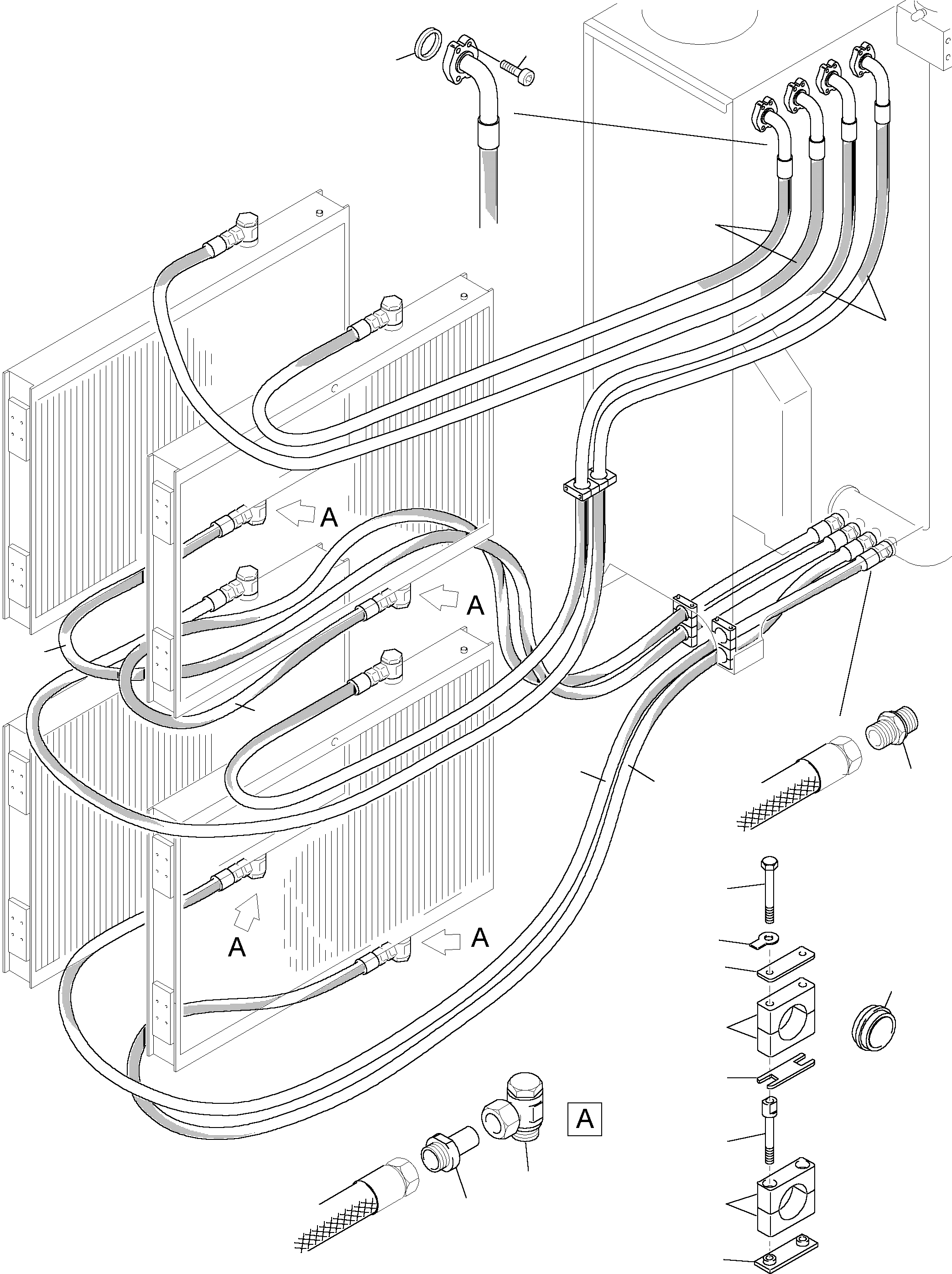 Komatsu parts book diagram for PC4000-6 S/N 08168: OIL COOLER - HOSE ASSY.