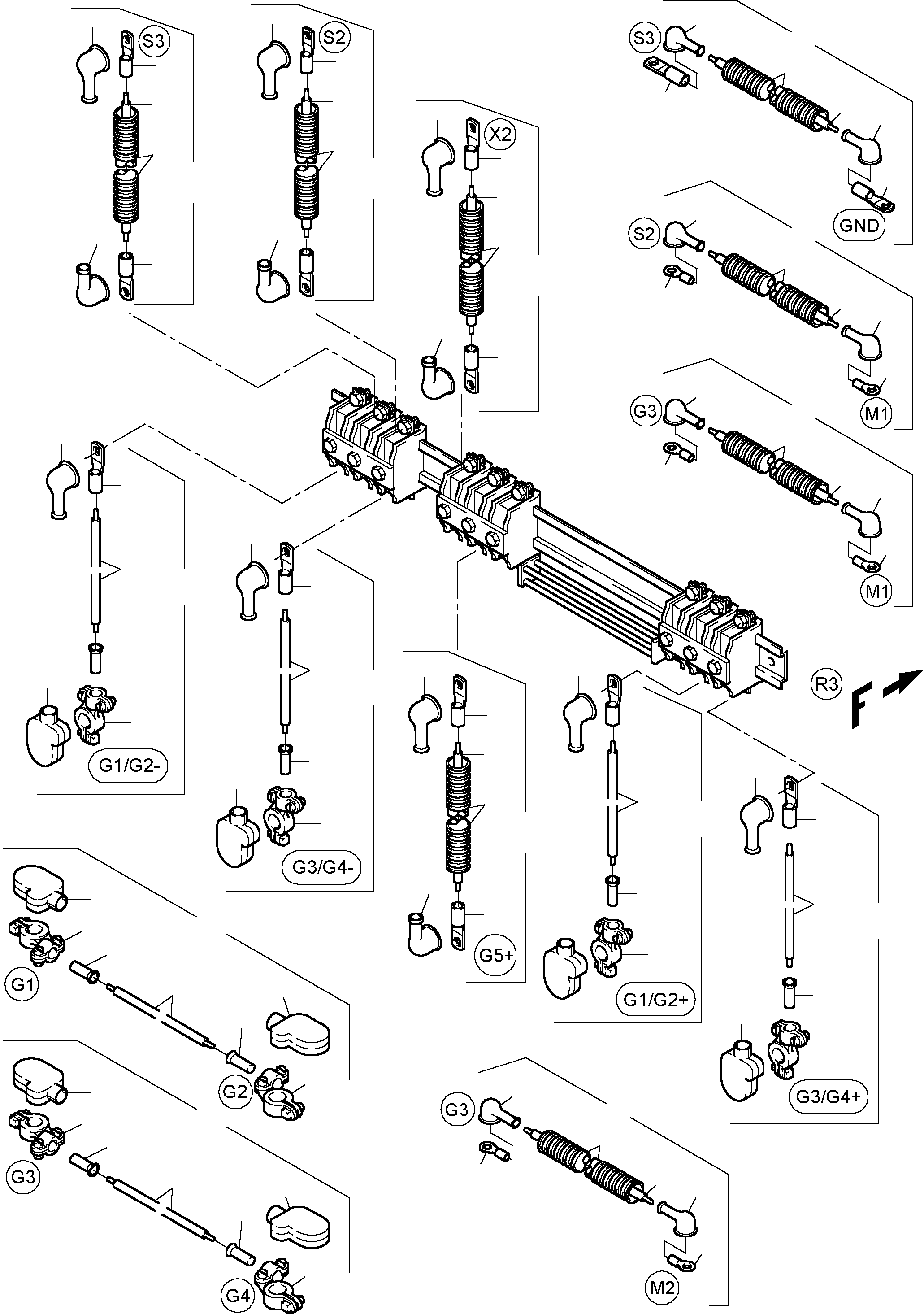 Komatsu parts book diagram for PC4000-6 S/N 08168: BATTERIES WITH CABLES