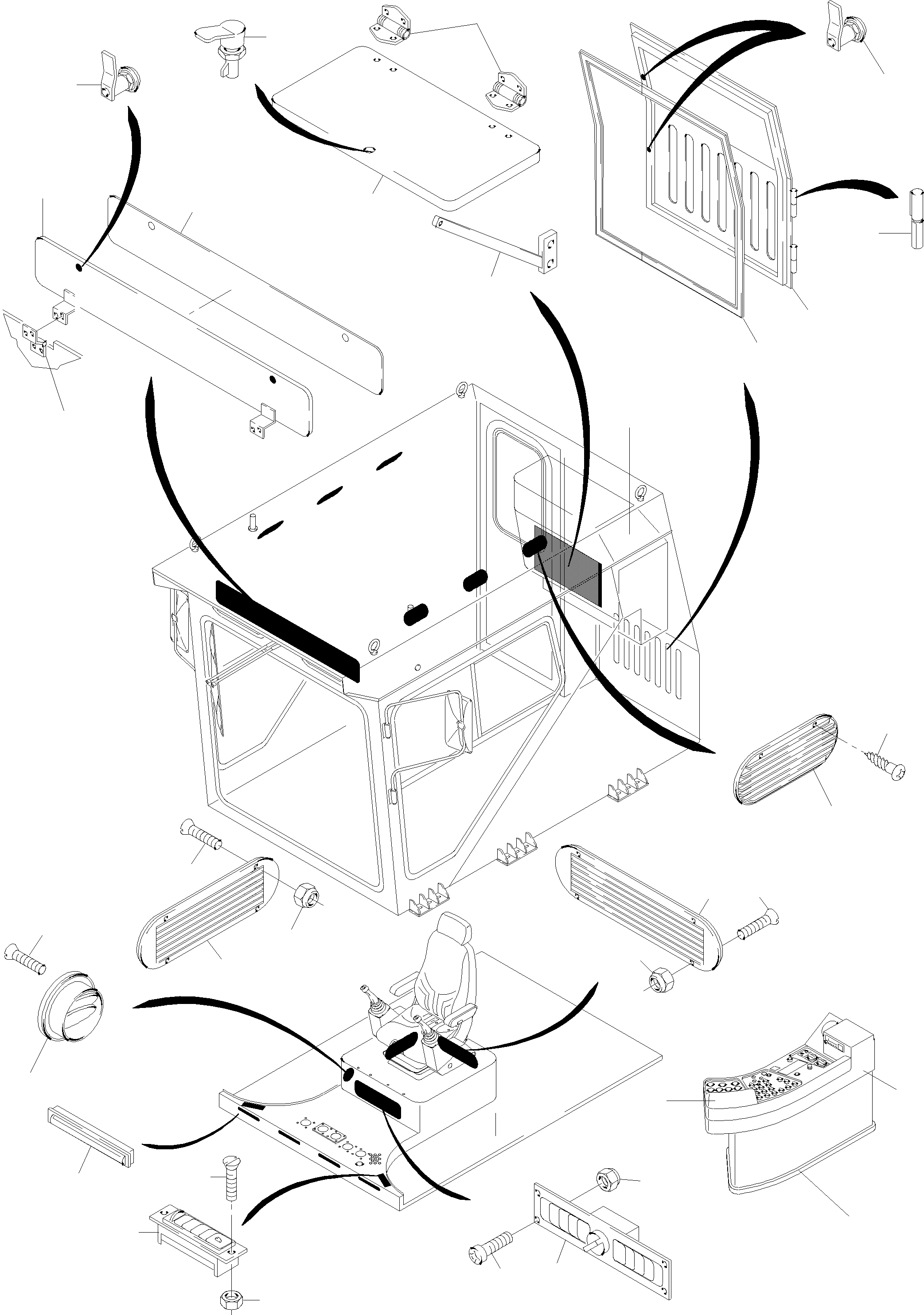Komatsu parts book diagram for PC4000-6 S/N 08168: OPERATOR'S CAB