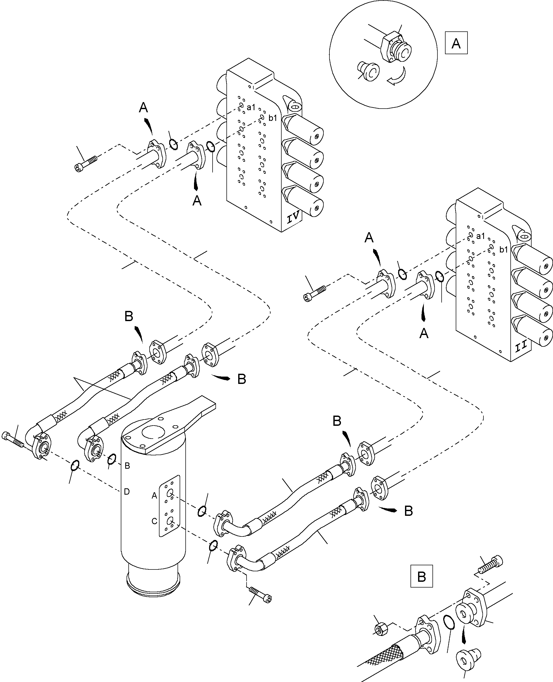 Komatsu parts book diagram for PC4000-6 S/N 08168: PRESSURE LINES  CONTROL BLOCKS - ROTARY JOINT
