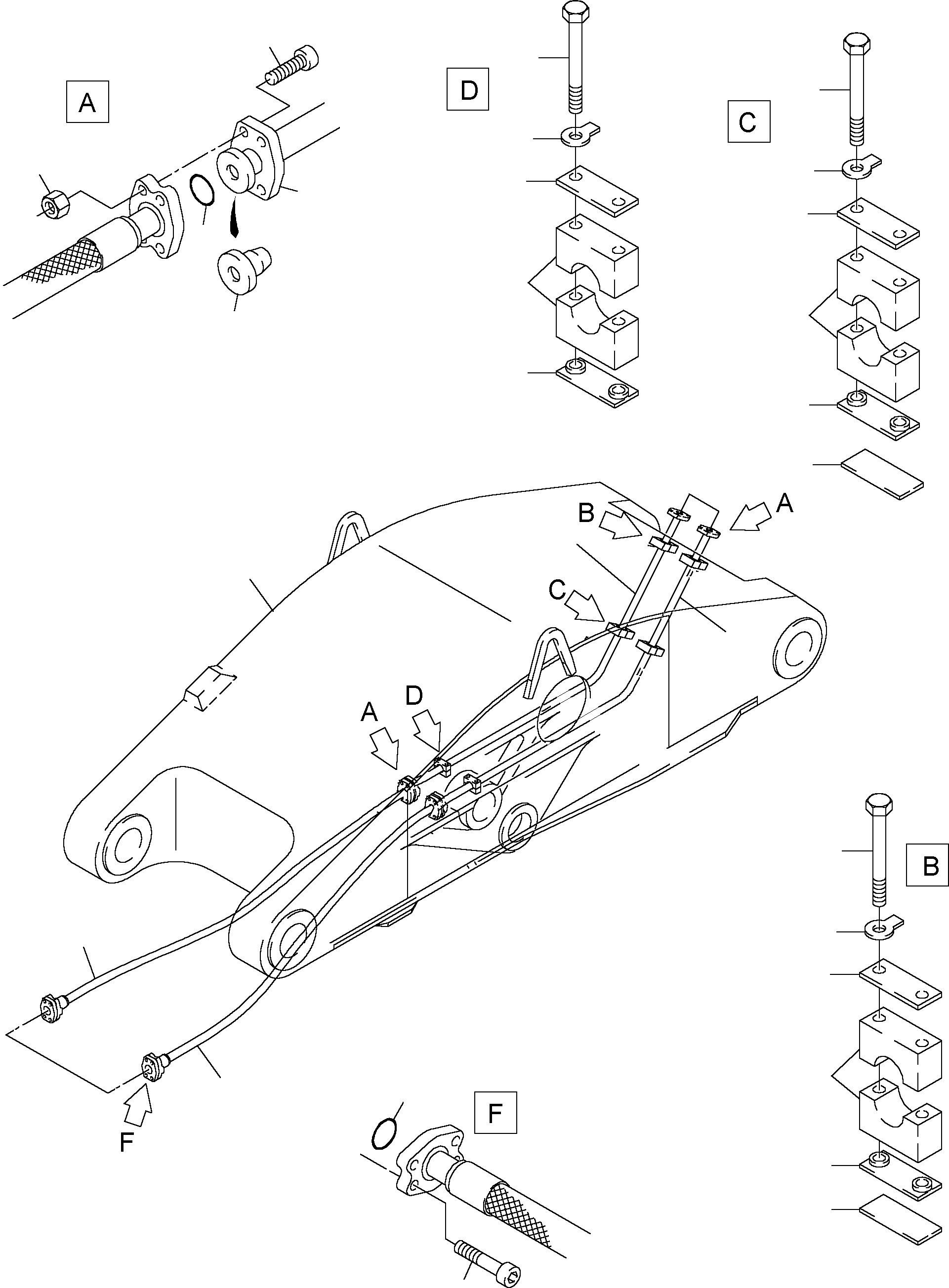 Komatsu parts book diagram for PC4000-6 S/N 08168: BULLCLAM BUCKET STICK 4,9 M
