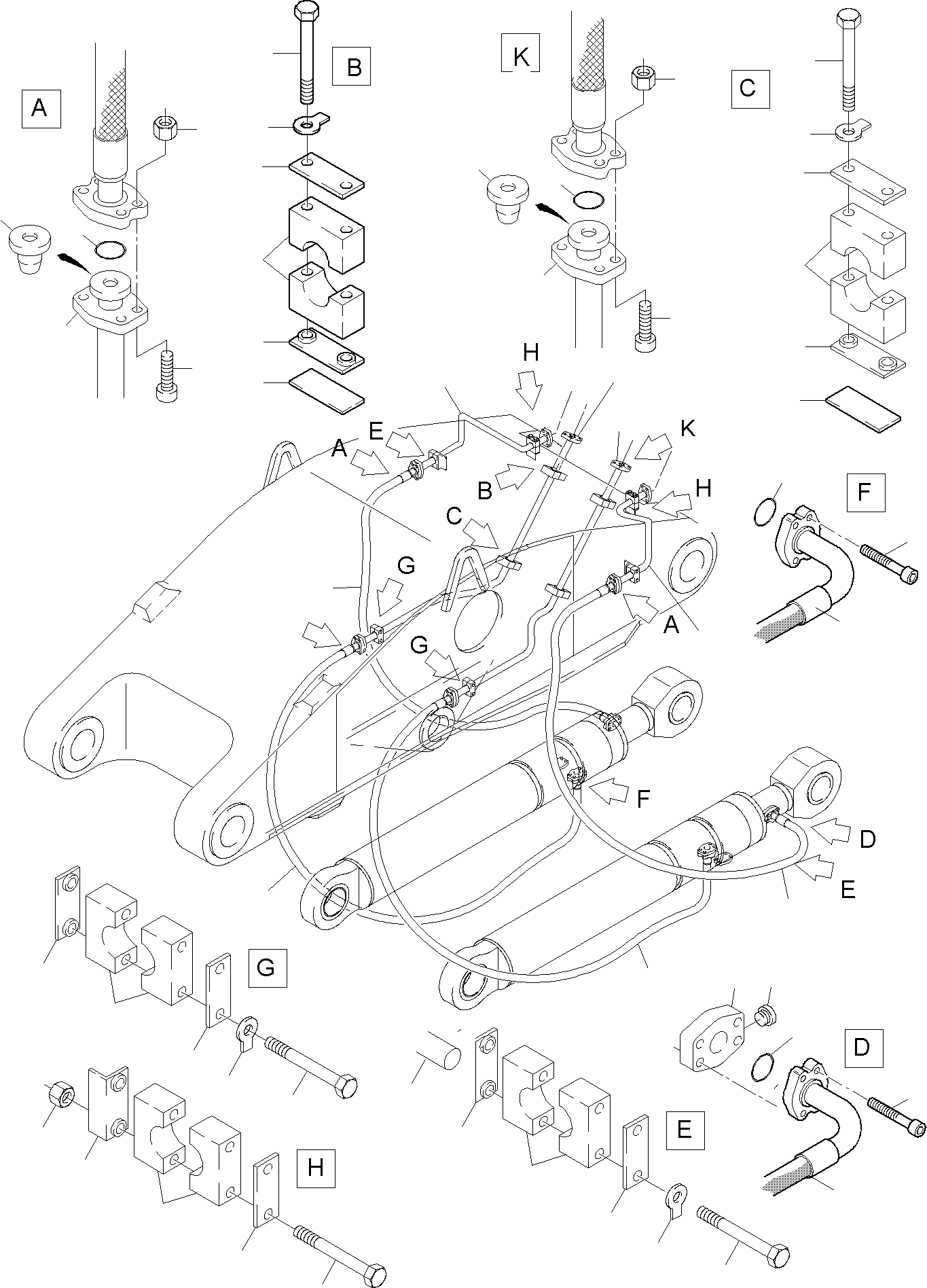 Komatsu parts book diagram for PC4000-6 S/N 08168: BULLCLAM BUCKET STICK 4,9 M