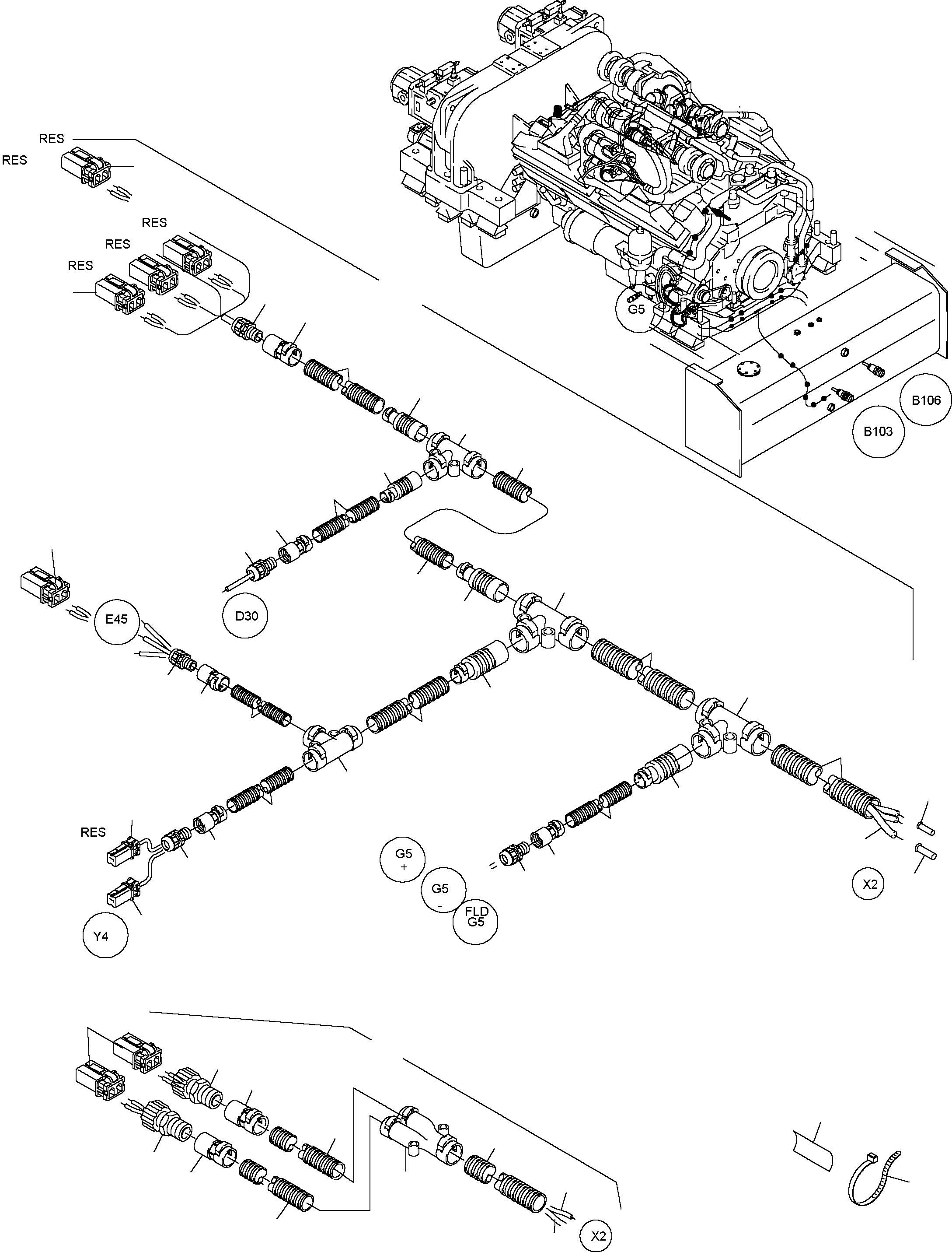 Komatsu parts book diagram for PC4000-6 S/N 08168: CABLES - ENGINE AND TRANSMITTER
