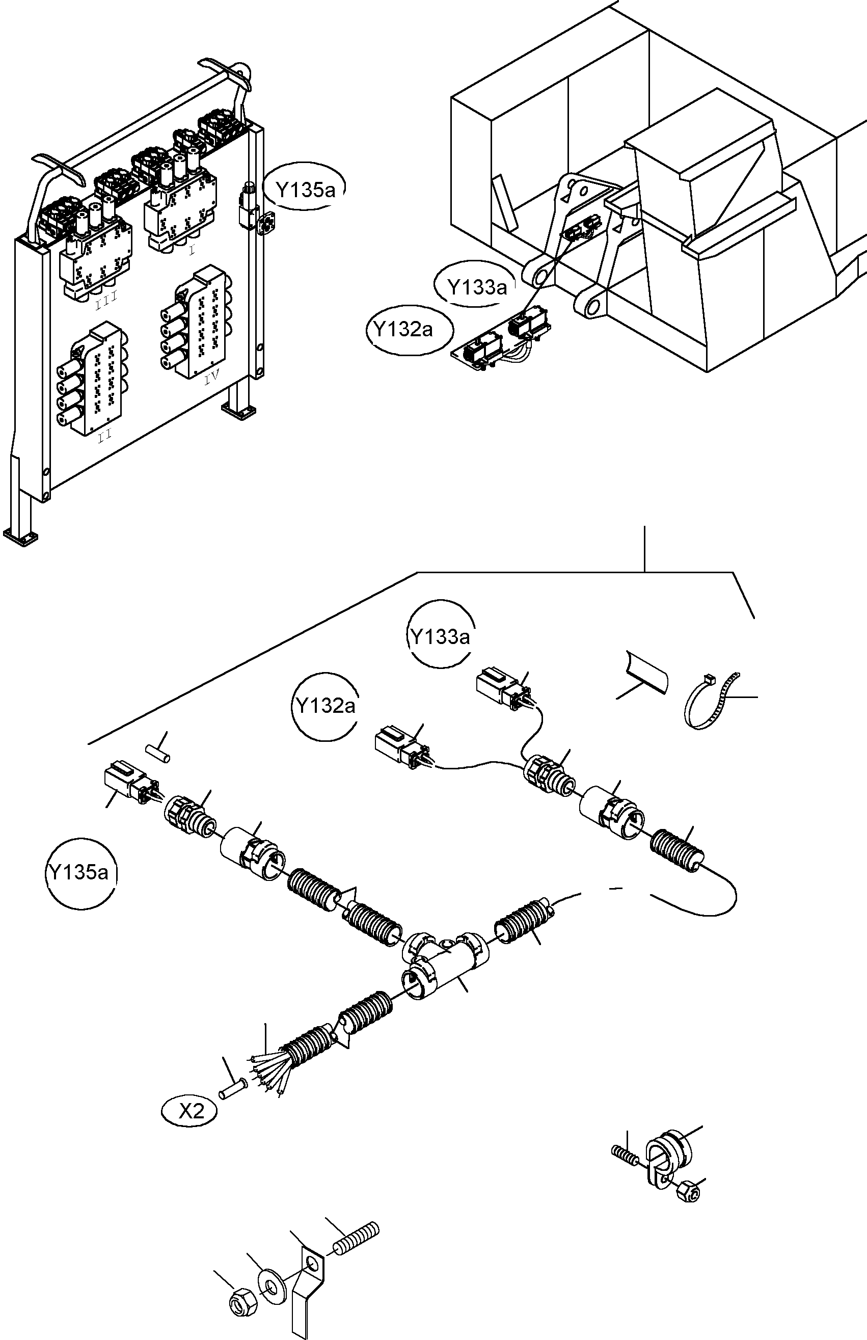 Komatsu parts book diagram for PC4000-6 S/N 08168: CABLES - FLOAT POSITION