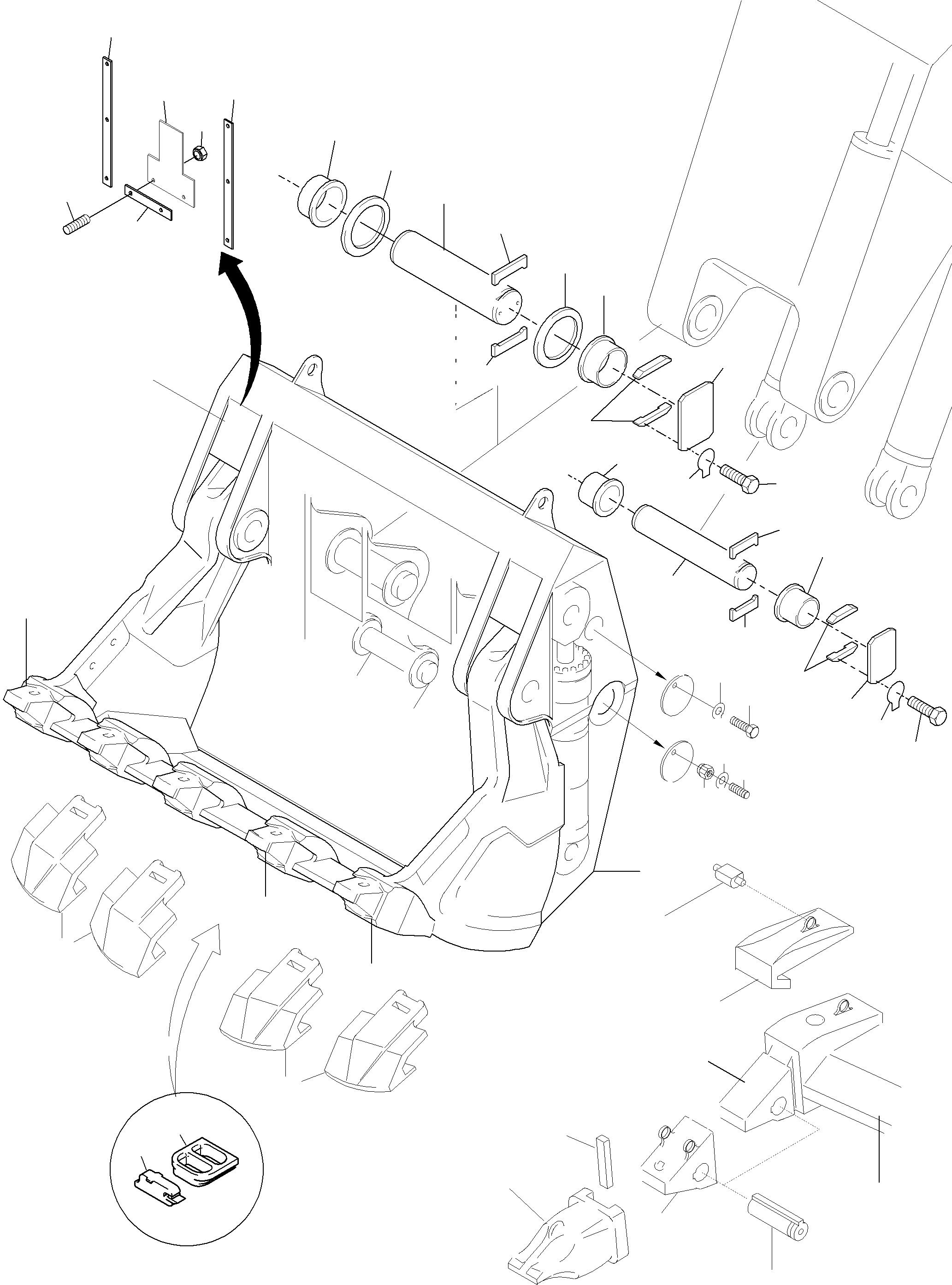 Komatsu parts book diagram for PC4000-6 S/N 08168: BULLCLAM BUCKET 24,0 CBM