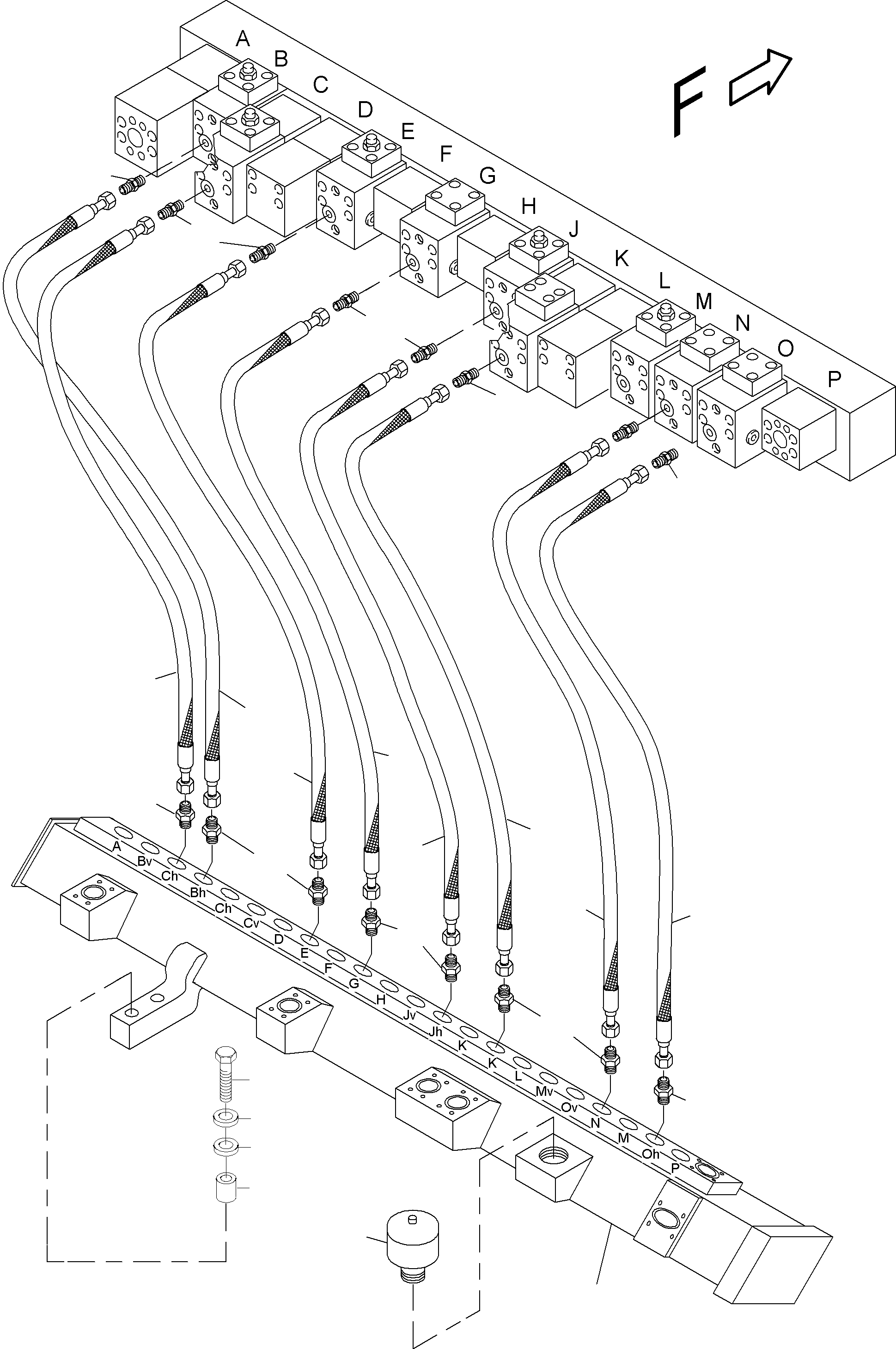 Komatsu parts book diagram for PC4000-6 S/N 08168: RETURN LINES - MAINFOLD (BBE)