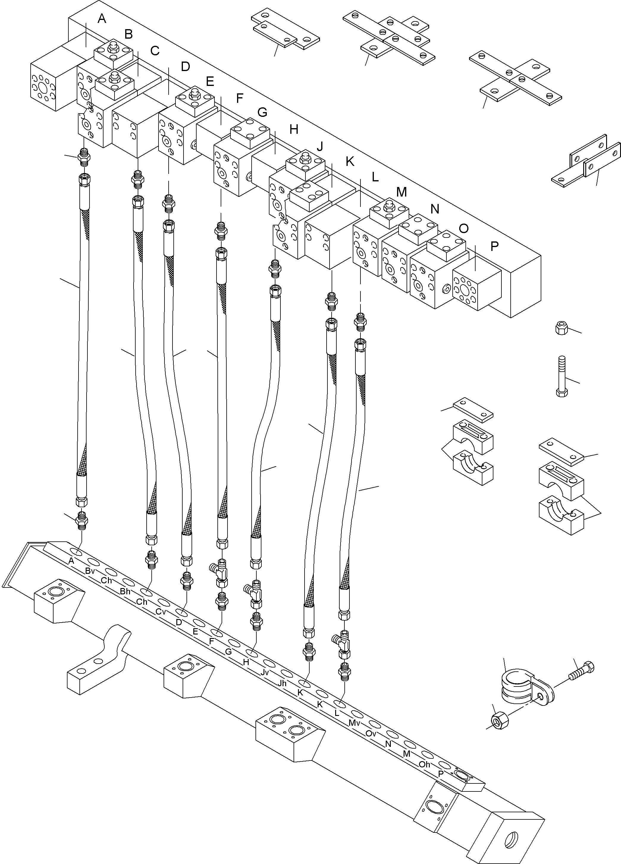 Komatsu parts book diagram for PC4000-6 S/N 08168: RETURN LINES - MAINFOLD (BBE)