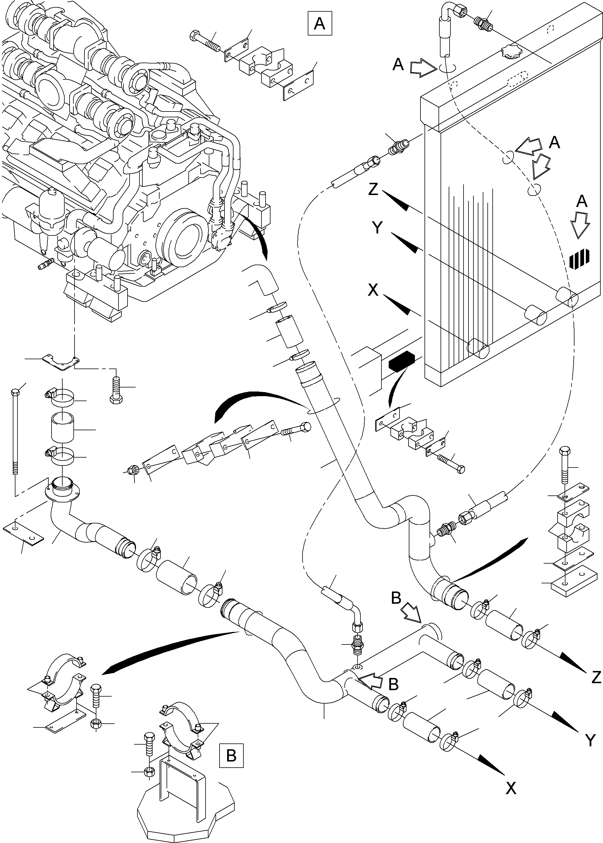 Komatsu parts book diagram for PC4000-6 S/N 08168: COOLANT WATER LINES