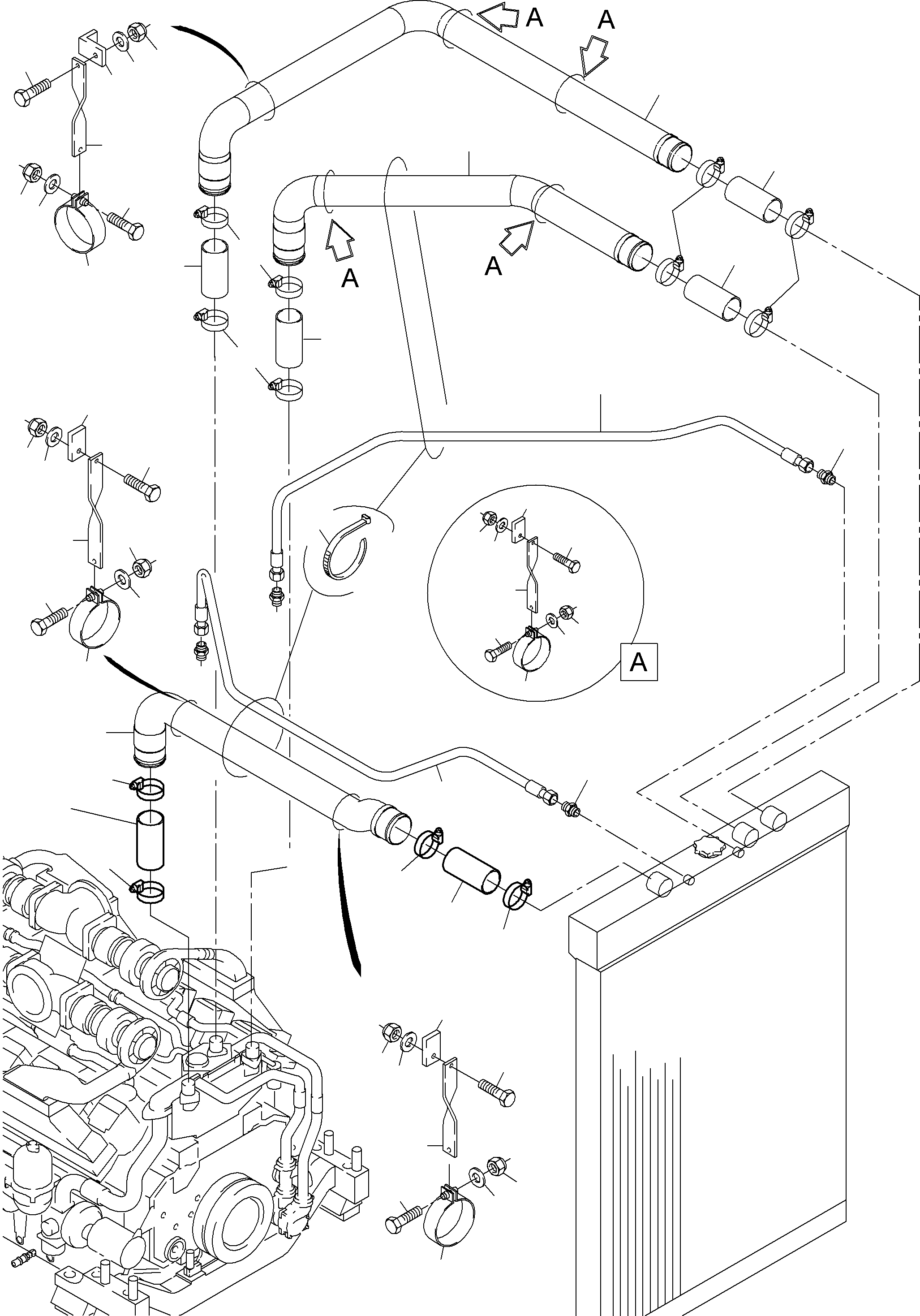 Komatsu parts book diagram for PC4000-6 S/N 08168: COOLANT WATER LINES