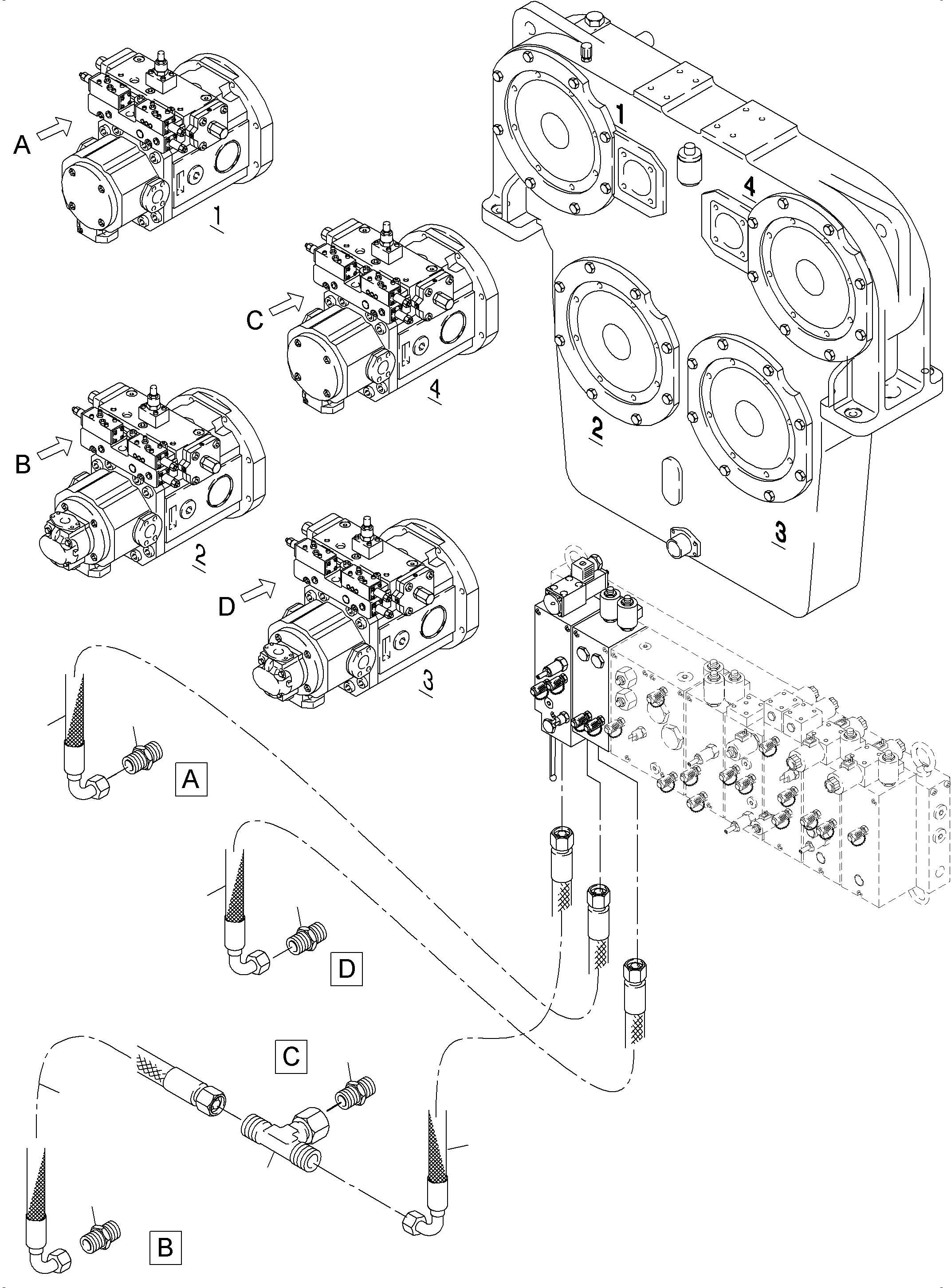 Komatsu parts book diagram for PC4000-6 S/N 08177: MAIN PUMPS CONTROL (XLR/PST)