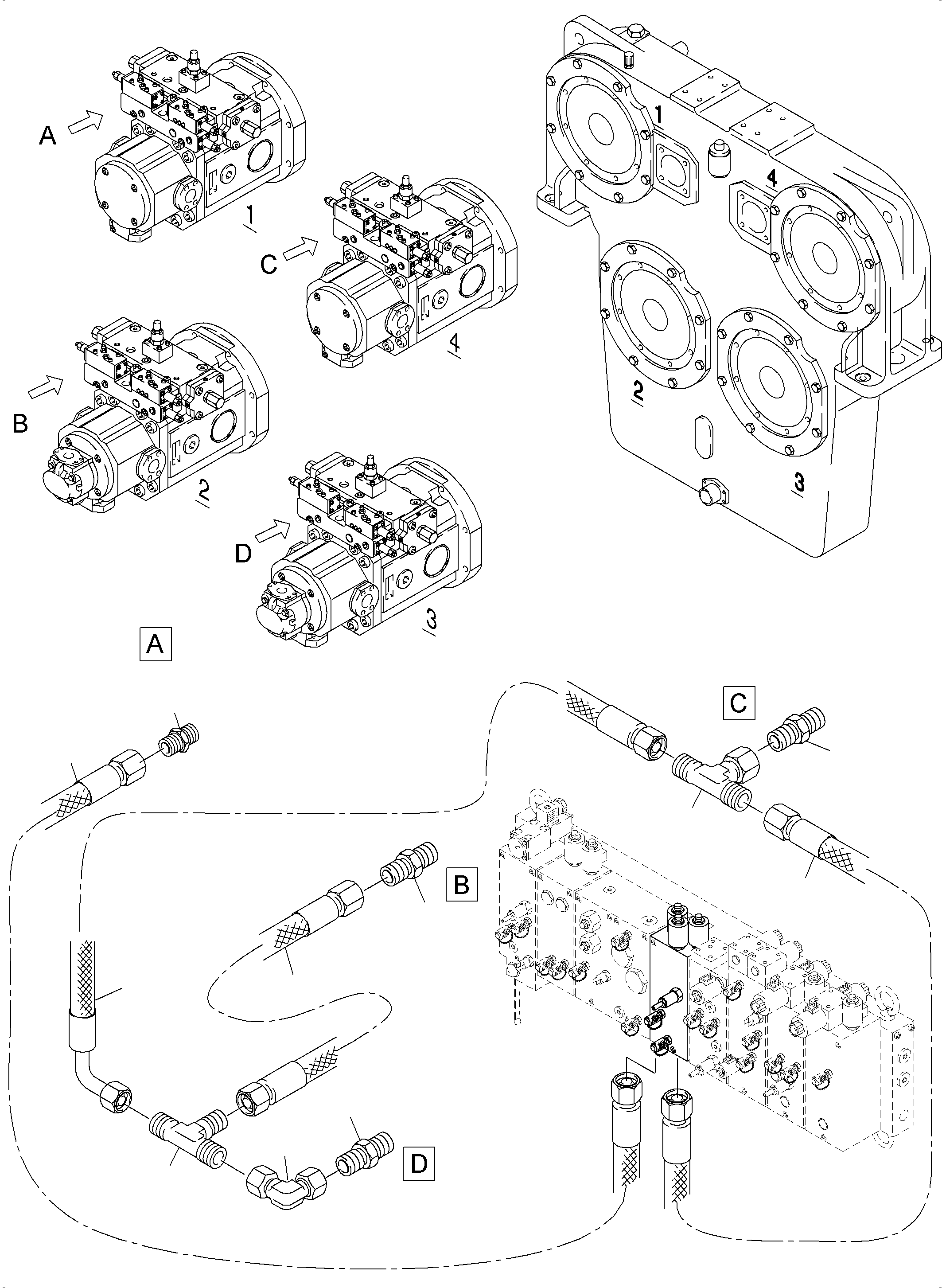 Komatsu parts book diagram for PC4000-6 S/N 08177: MAIN PUMPS CONTROL (XLR/PST)