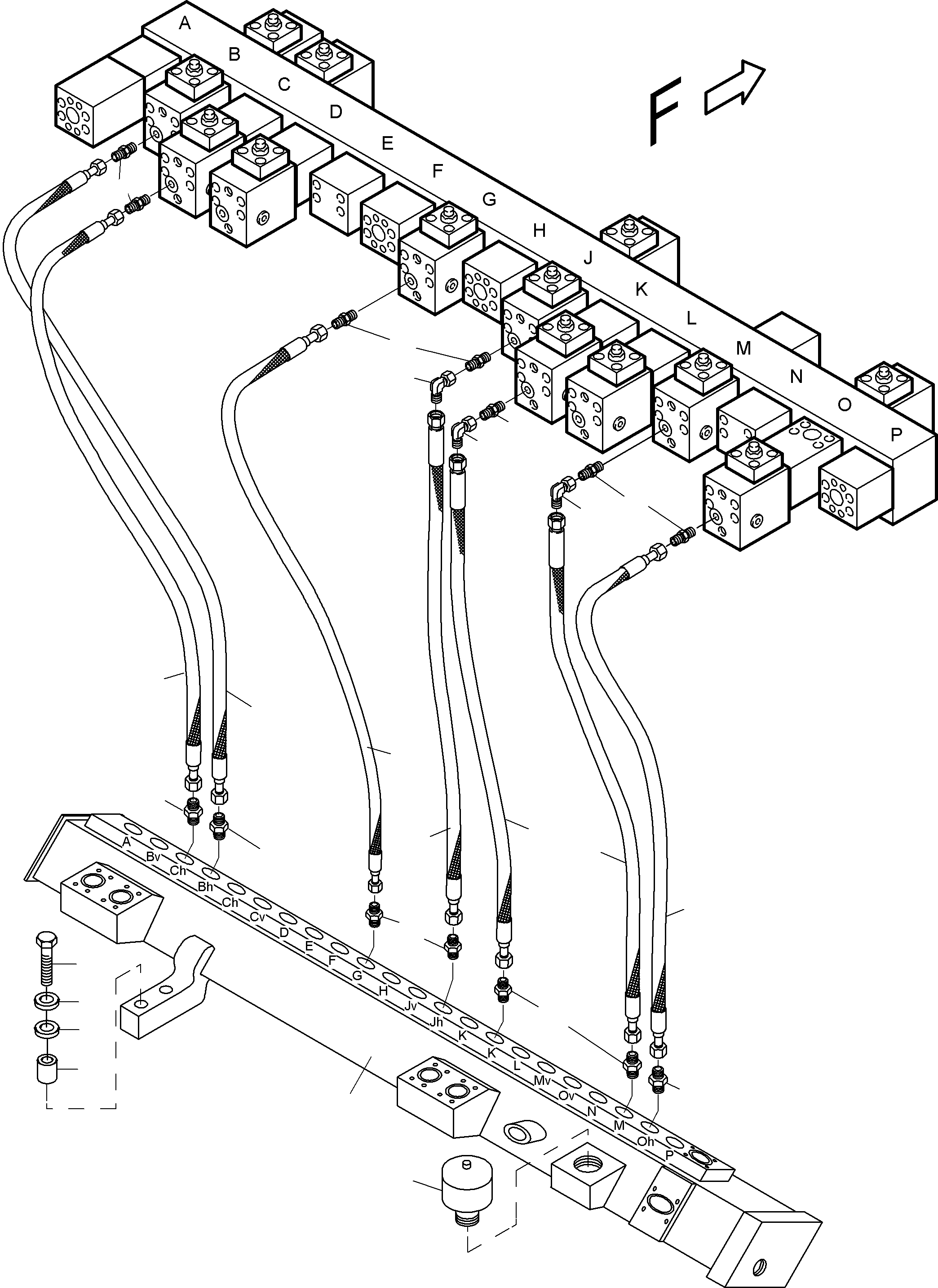 Komatsu parts book diagram for PC4000-6 S/N 08177: RETURN LINES - MAINFOLD