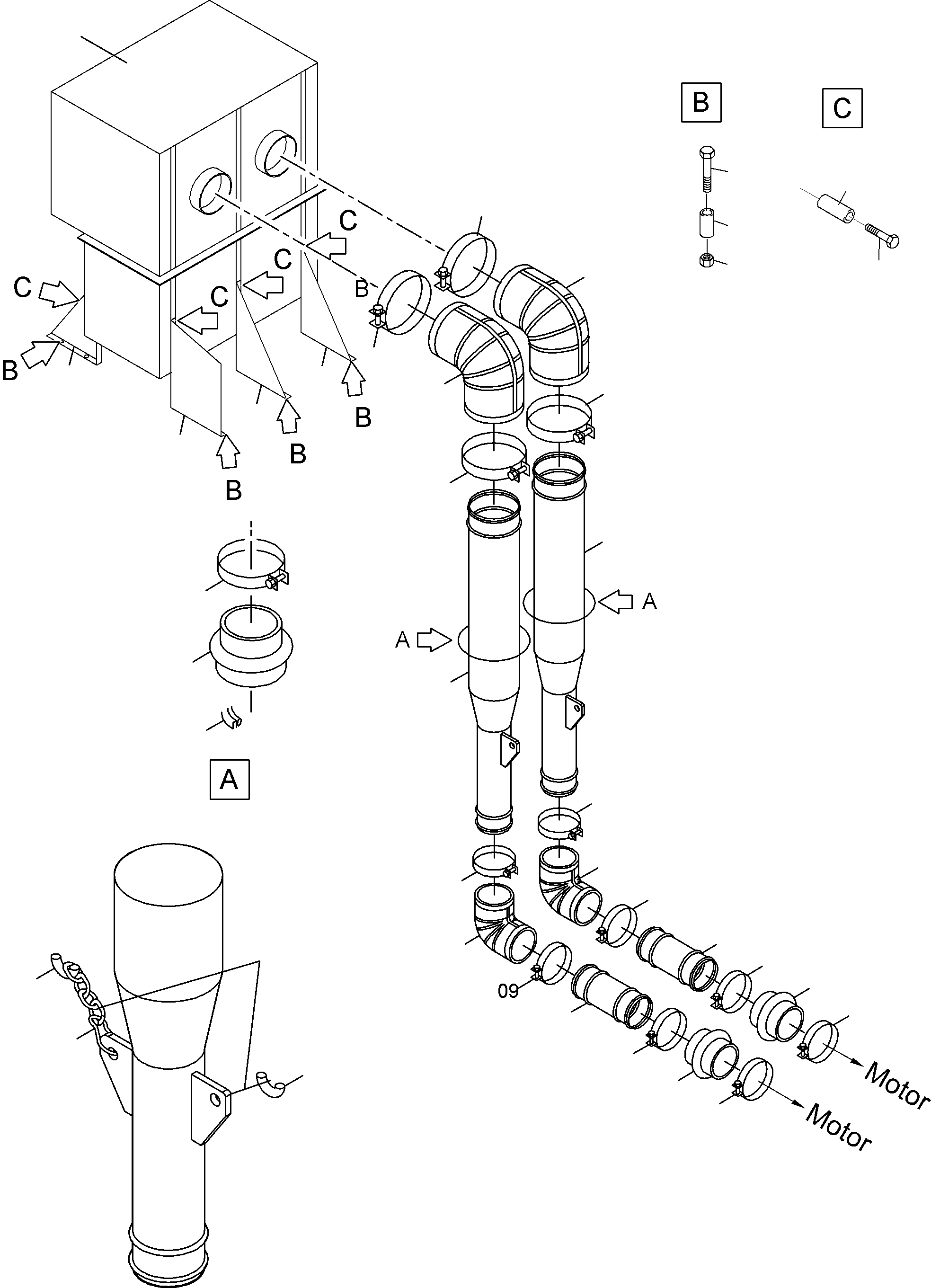 Komatsu parts book diagram for PC4000-6 S/N 08177: MOTOR AIR INTAKE
