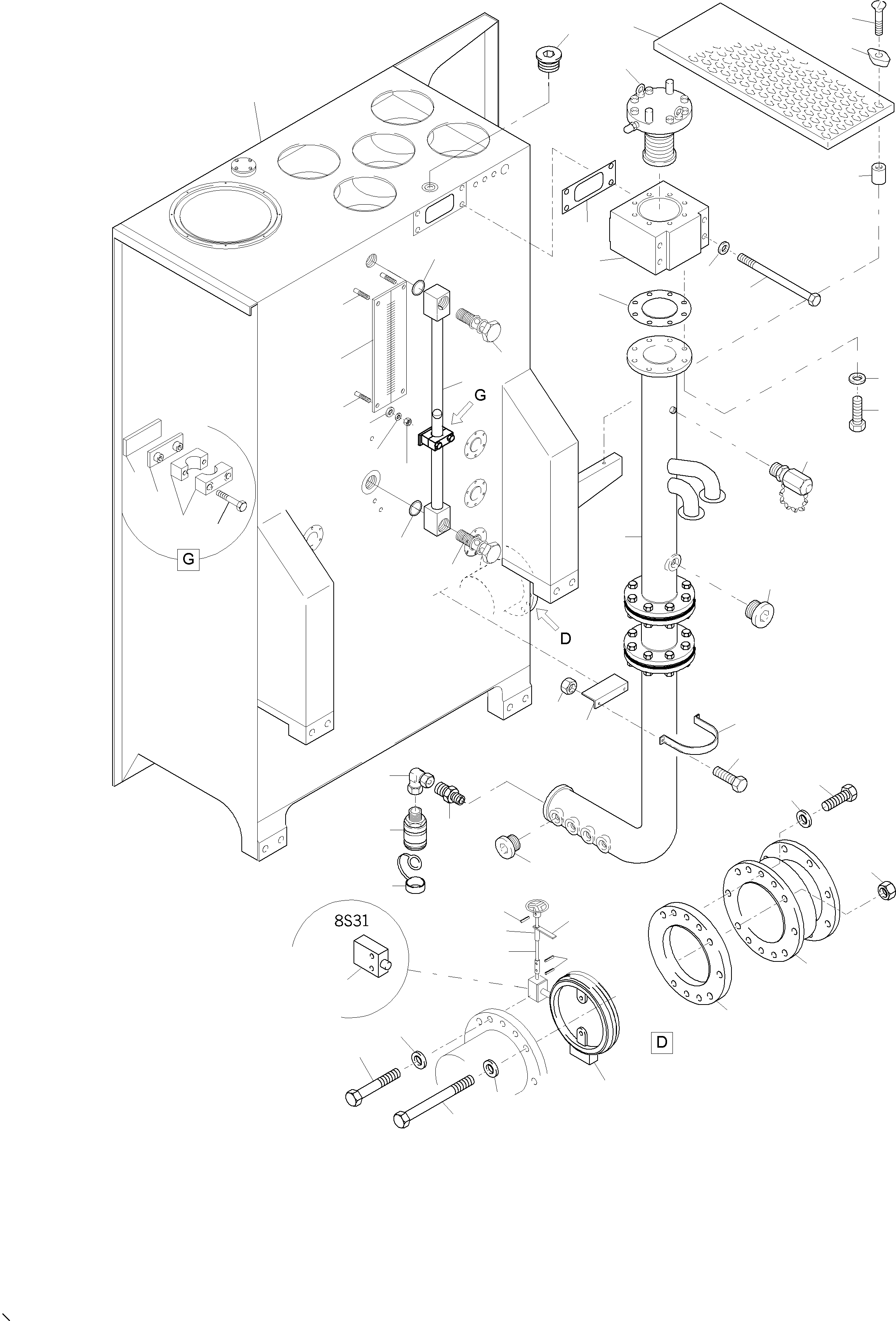 Komatsu parts book diagram for PC4000-6 S/N 08177: MAIN OIL TANK