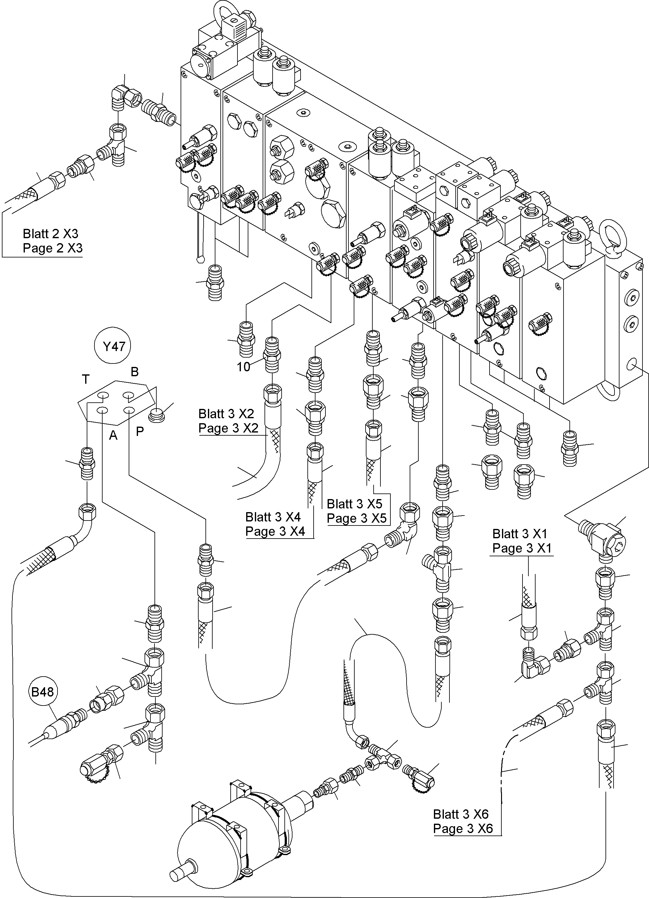 Komatsu parts book diagram for PC4000-6 S/N 08177: CONTROL- AND FILTER PLATE PIPING