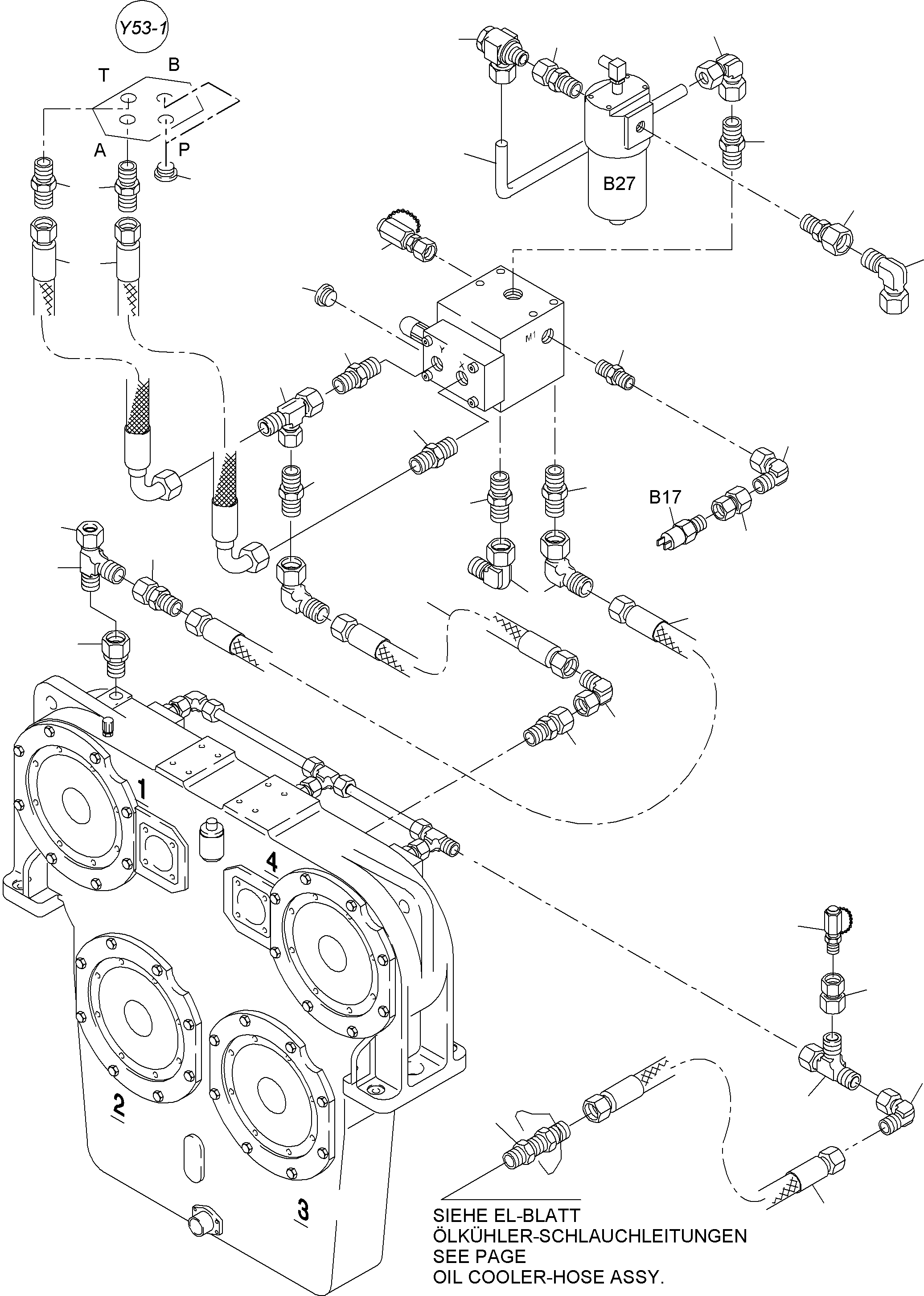 Komatsu parts book diagram for PC4000-6 S/N 08177: CONTROL- AND FILTER PLATE PIPING