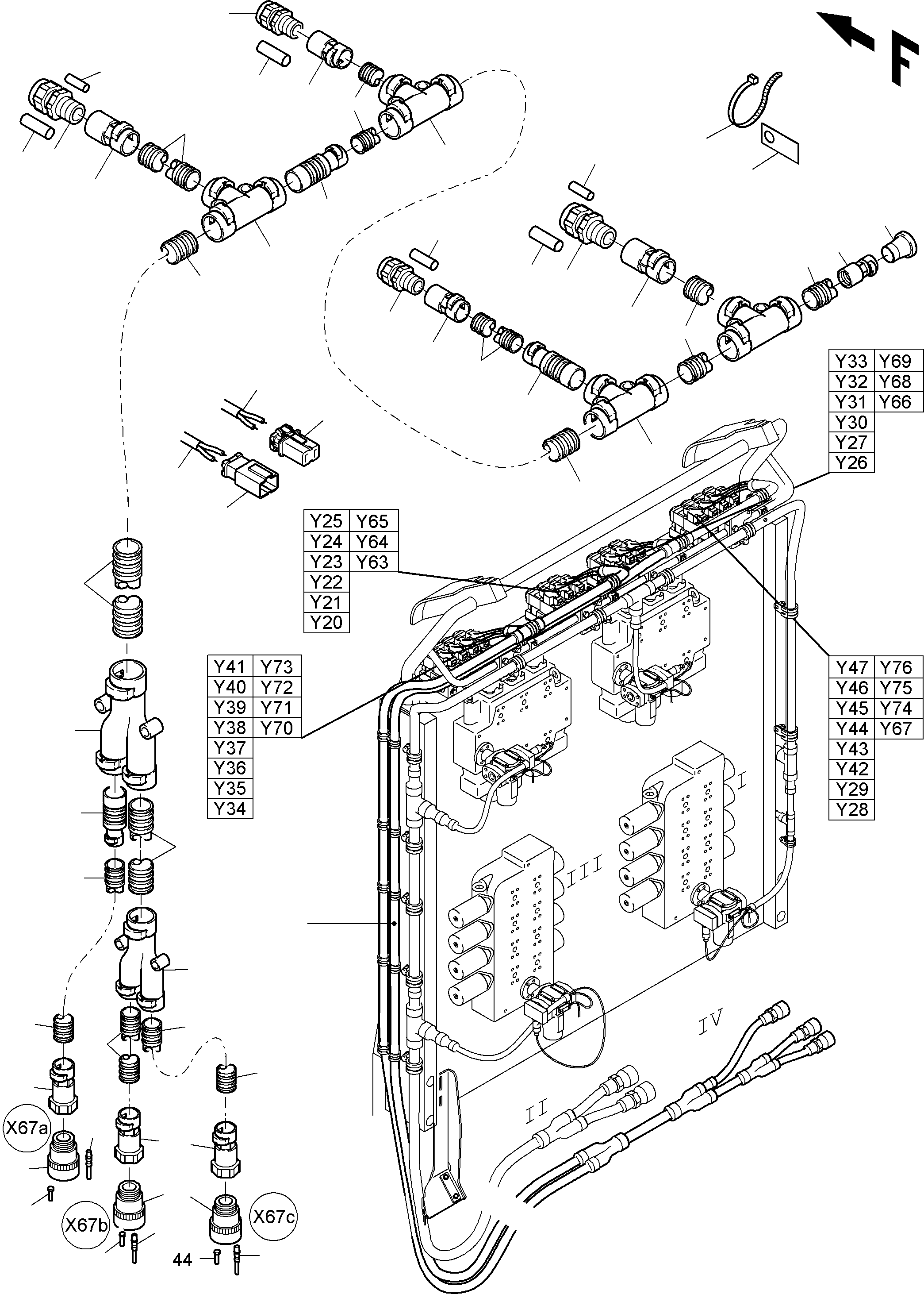 Komatsu parts book diagram for PC4000-6 S/N 08177: CABLES - CONTROL BLOCKS - H.P.-FILTER