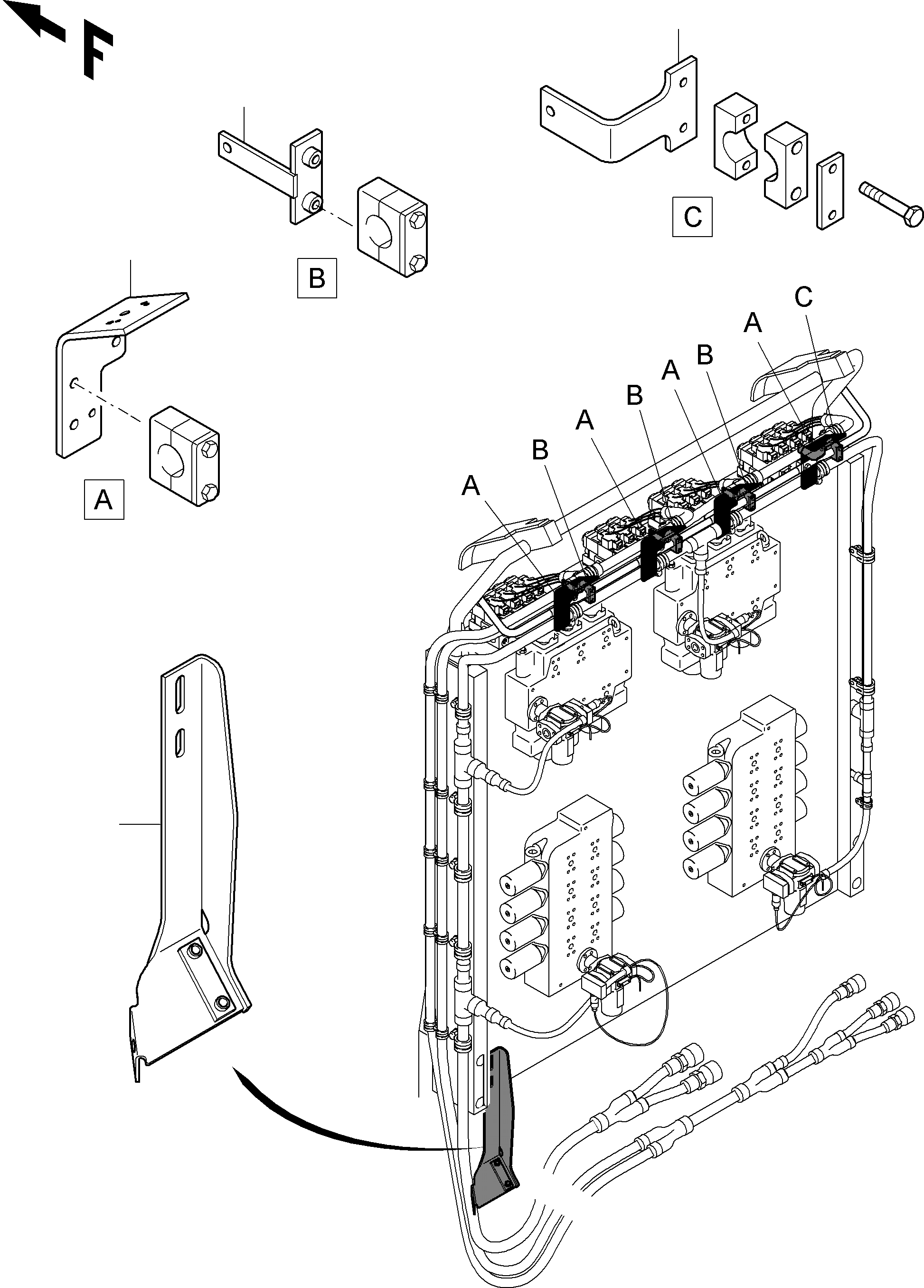 Komatsu parts book diagram for PC4000-6 S/N 08177: CABLES - CONTROL BLOCKS - H.P.-FILTER