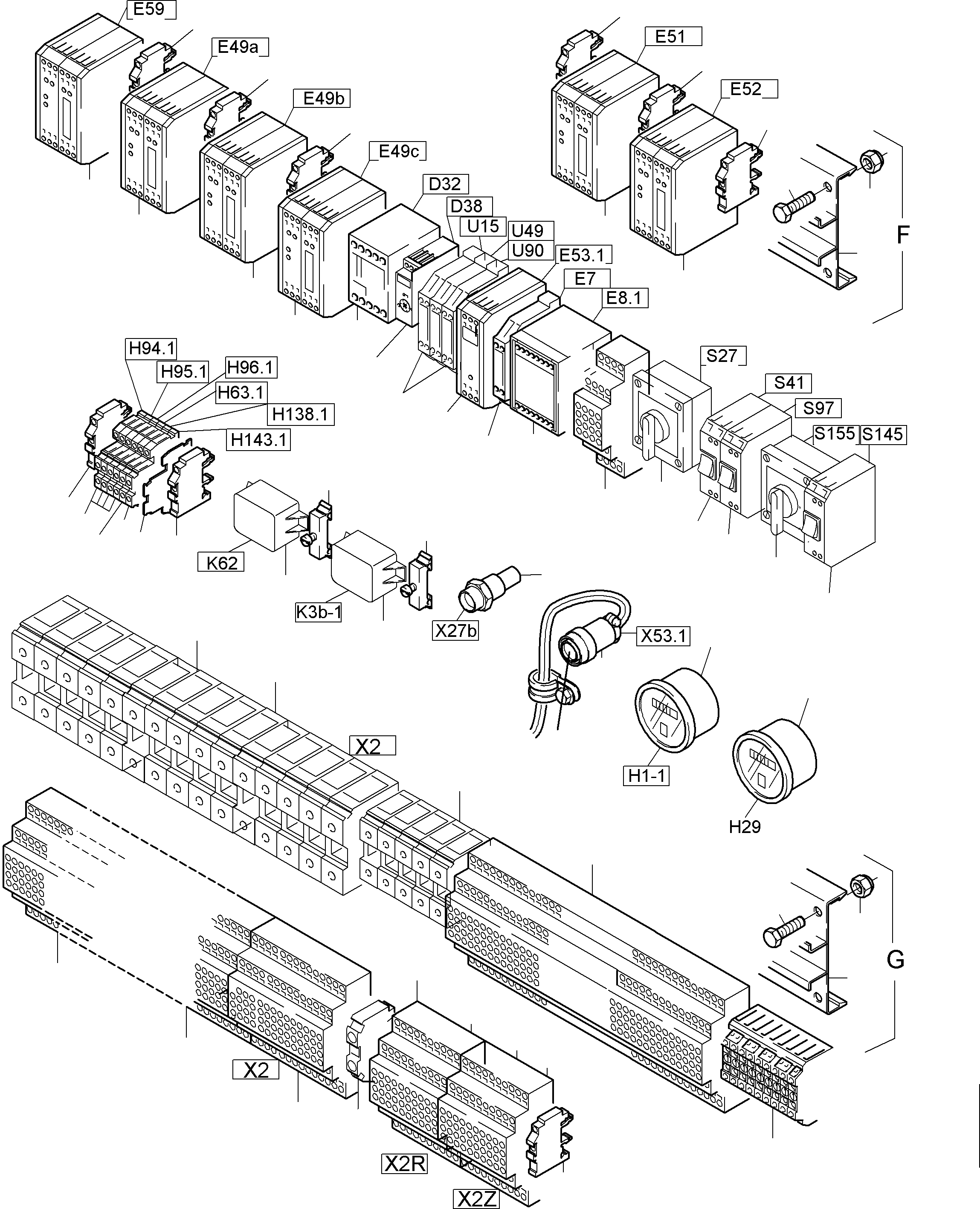 Komatsu parts book diagram for PC4000-6 S/N 08177: SWITCH FRAMING X2