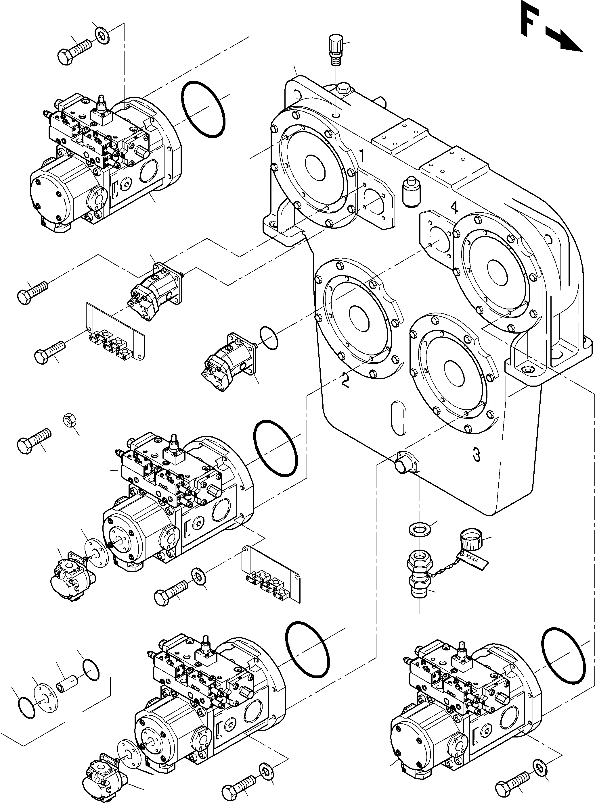 Komatsu parts book diagram for PC4000-6 S/N 08177: PUMP MOUNTING; COVER PDG