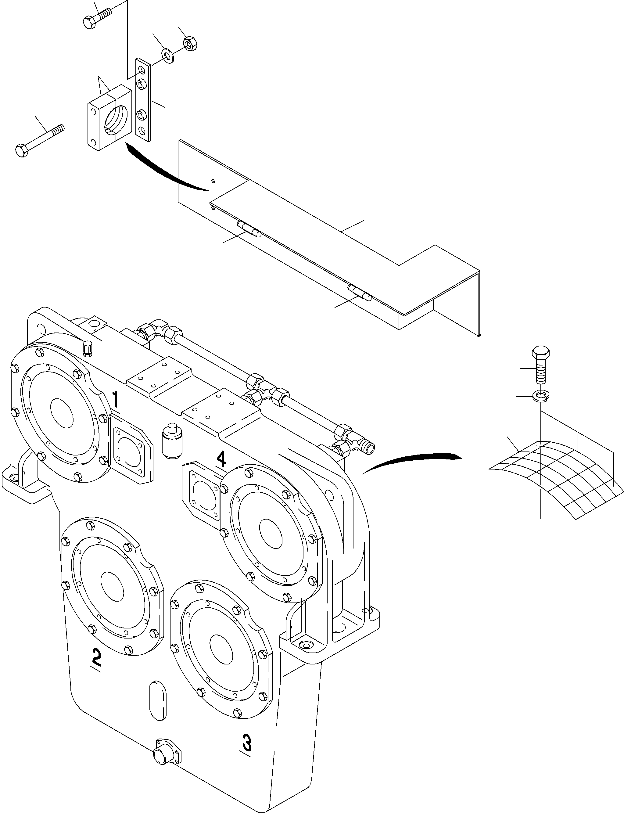 Komatsu parts book diagram for PC4000-6 S/N 08177: PUMP MOUNTING; COVER PDG