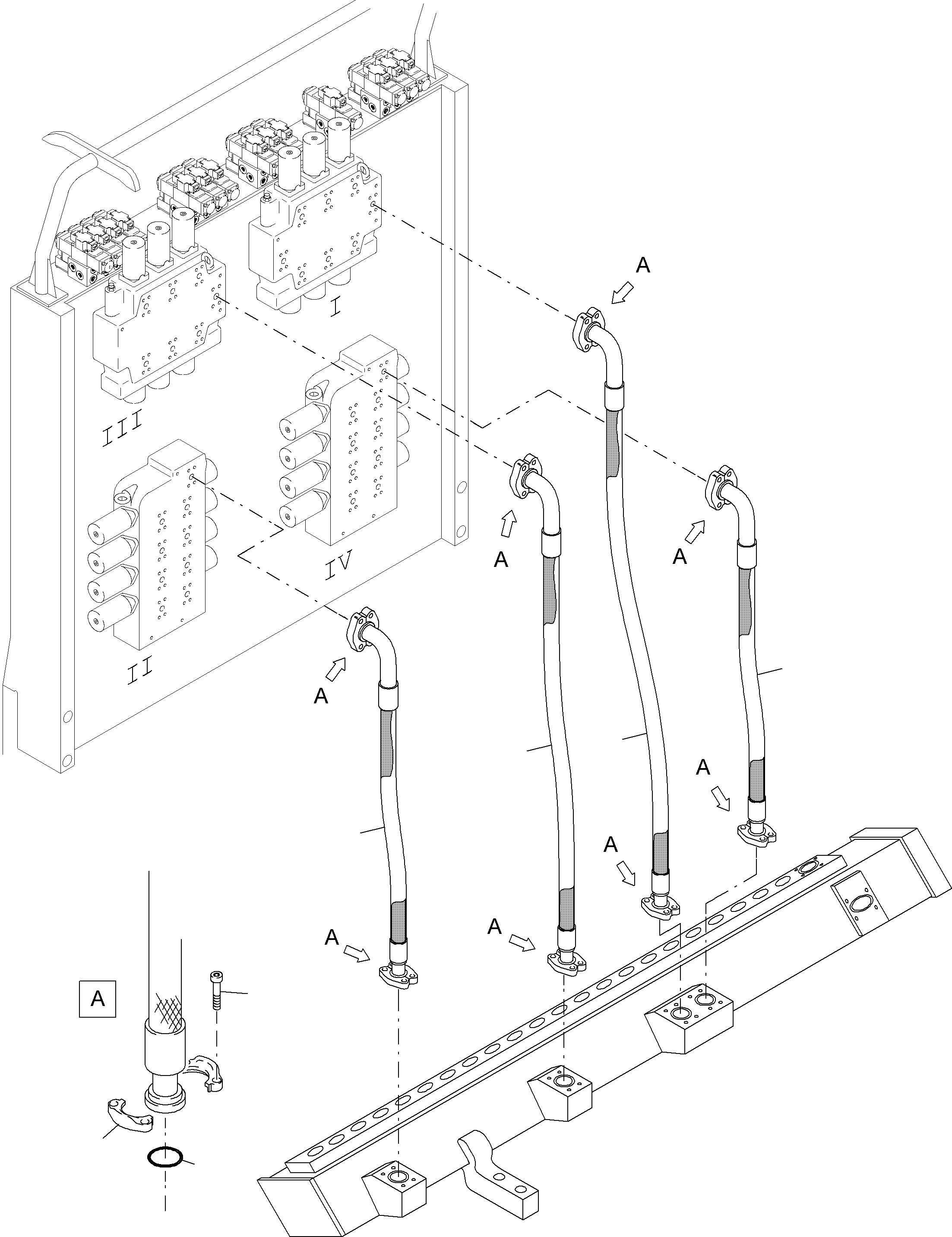 Komatsu parts book diagram for PC4000-6 S/N 08177: RETURN LINES - CONTROL BLOCK, - TANK