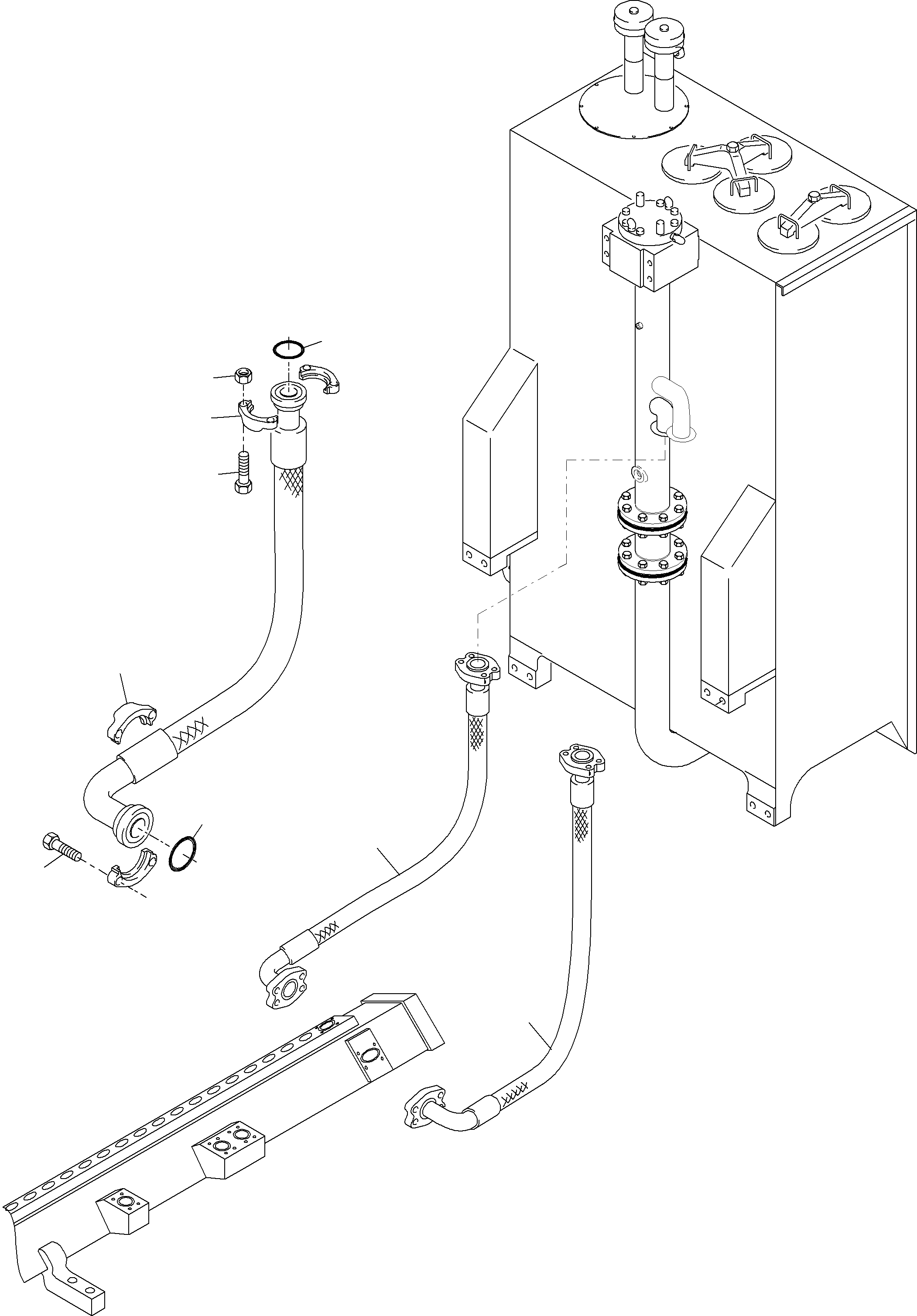 Komatsu parts book diagram for PC4000-6 S/N 08177: RETURN LINES - CONTROL BLOCK, - TANK