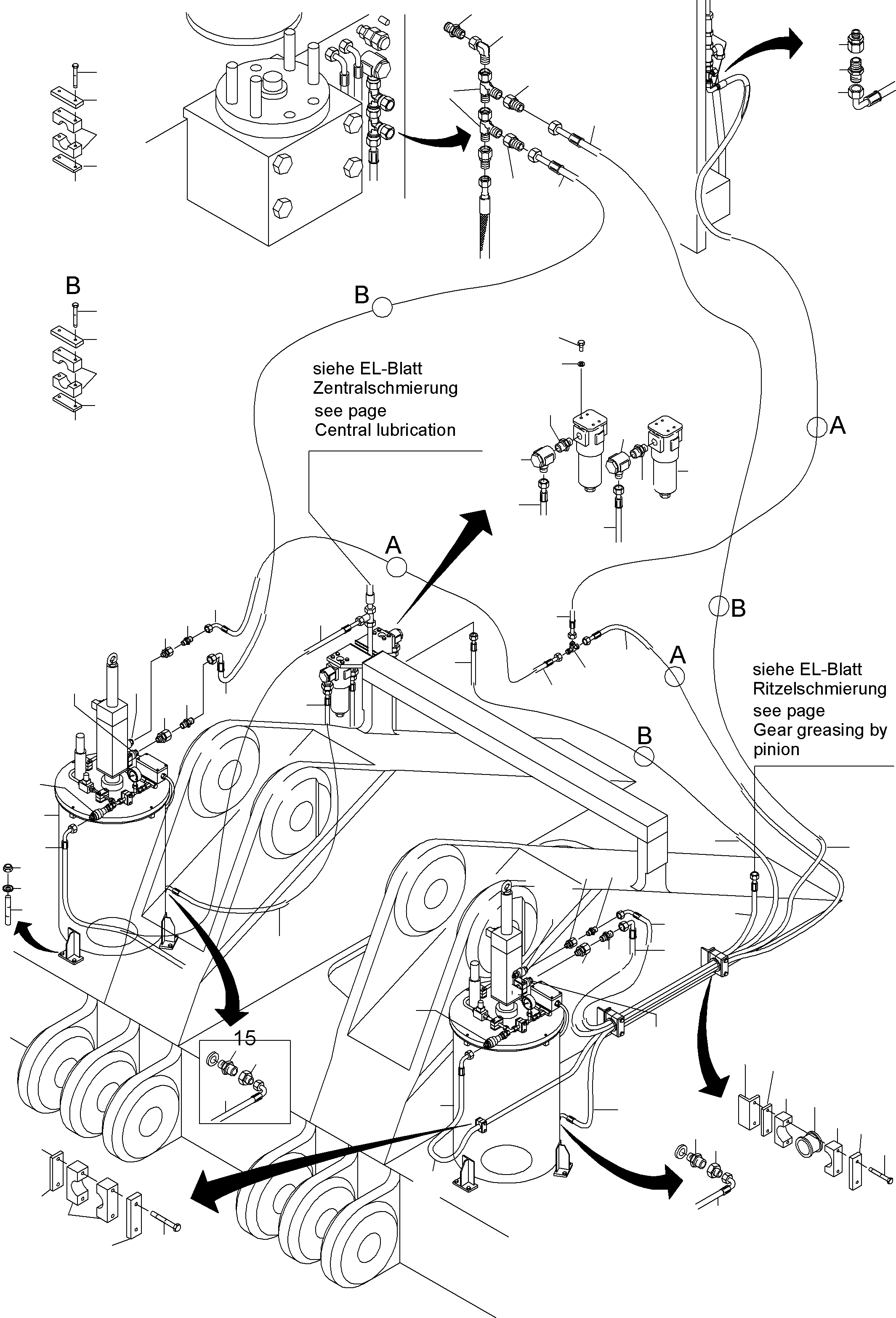 Komatsu parts book diagram for PC4000-6 S/N 08177: LUBE PUMP STATION ARRANGEMENT