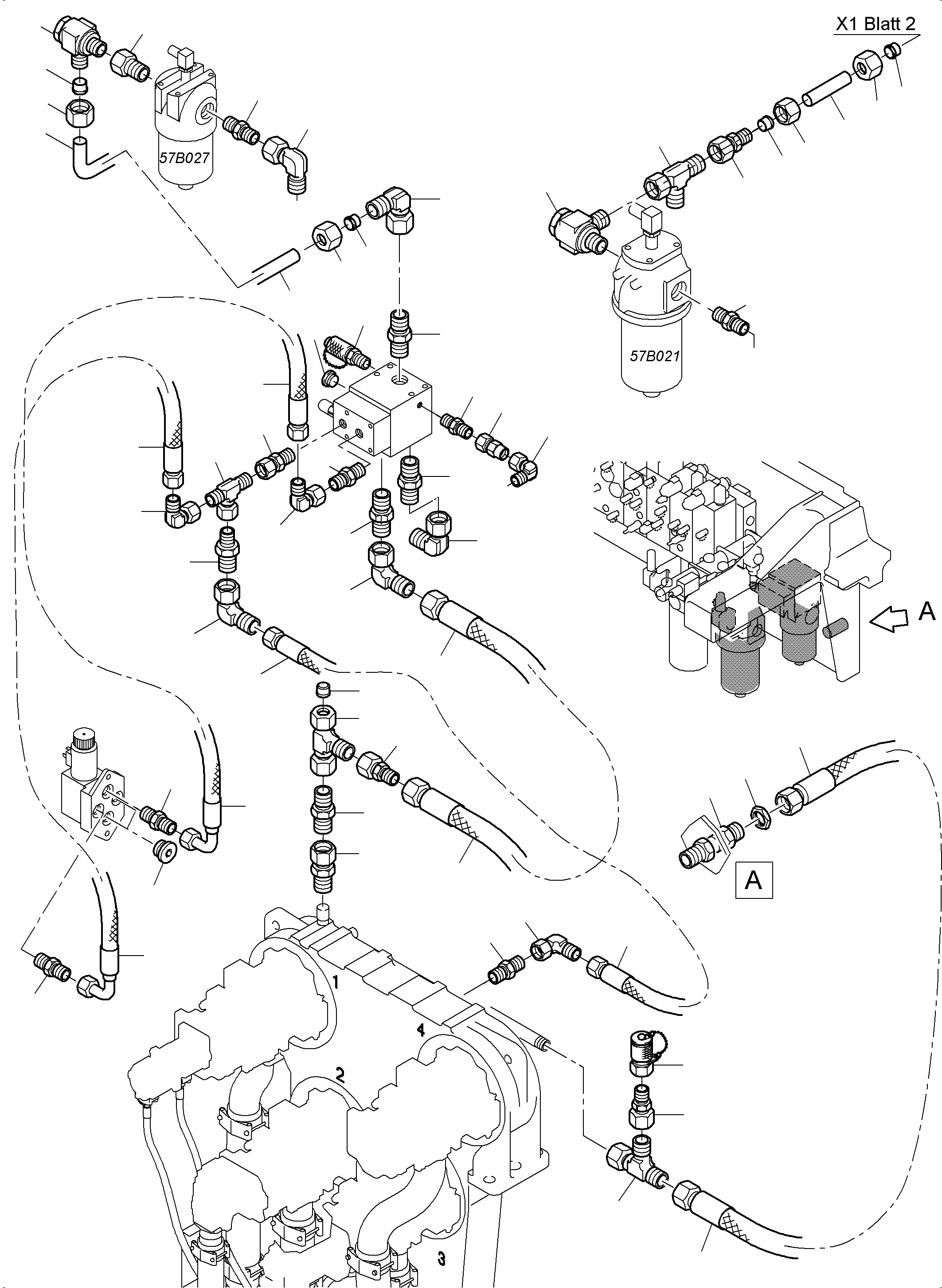 Excavators Mining Komatsu / PC4000-6 S/N 08227(g08227) / Control- and Filter Plate Piping X2-Box(355-1843a1a : 355-1843a1a)