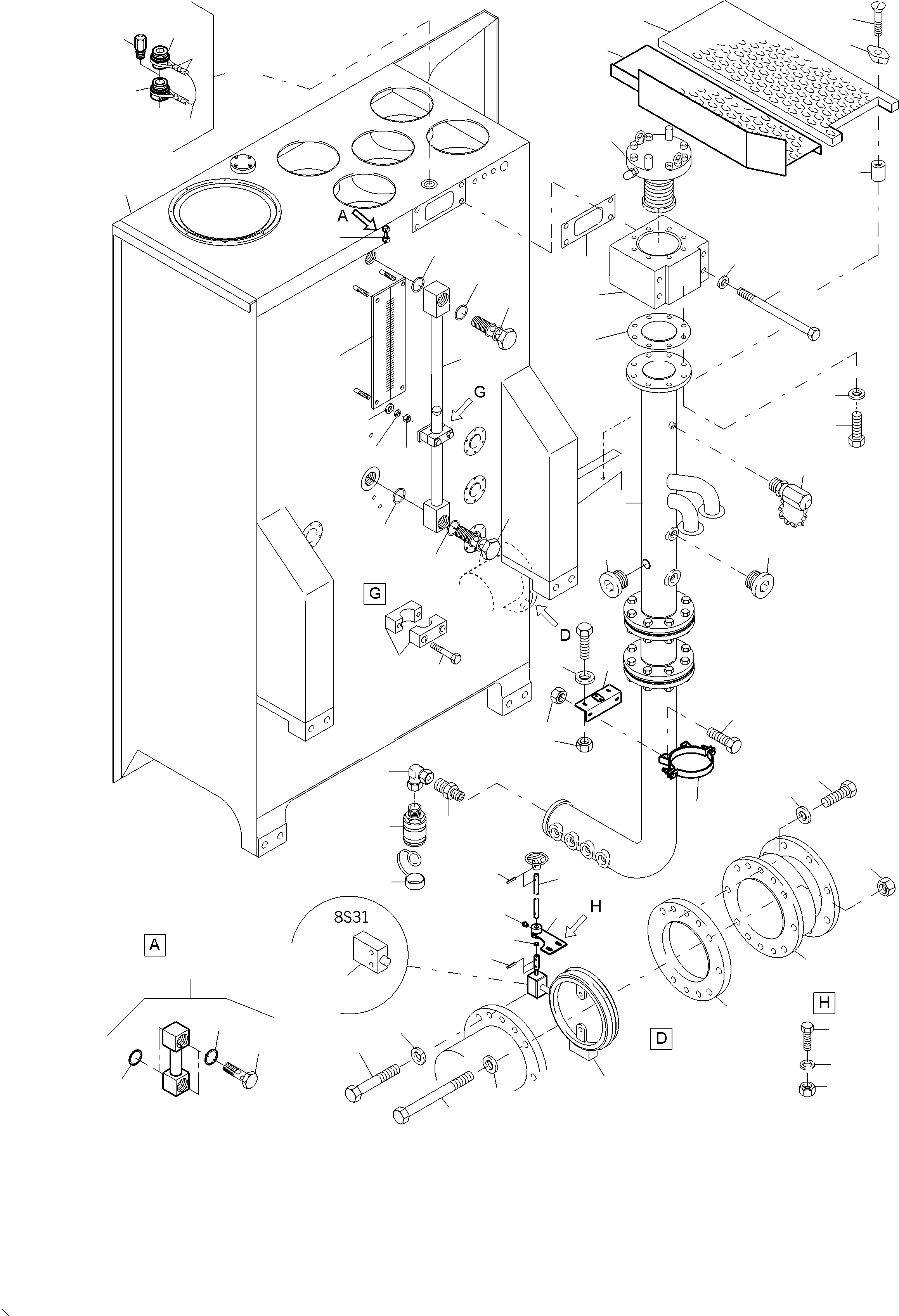 Komatsu parts book diagram for PC4000-6E S/N 08299: MAIN OIL TANK