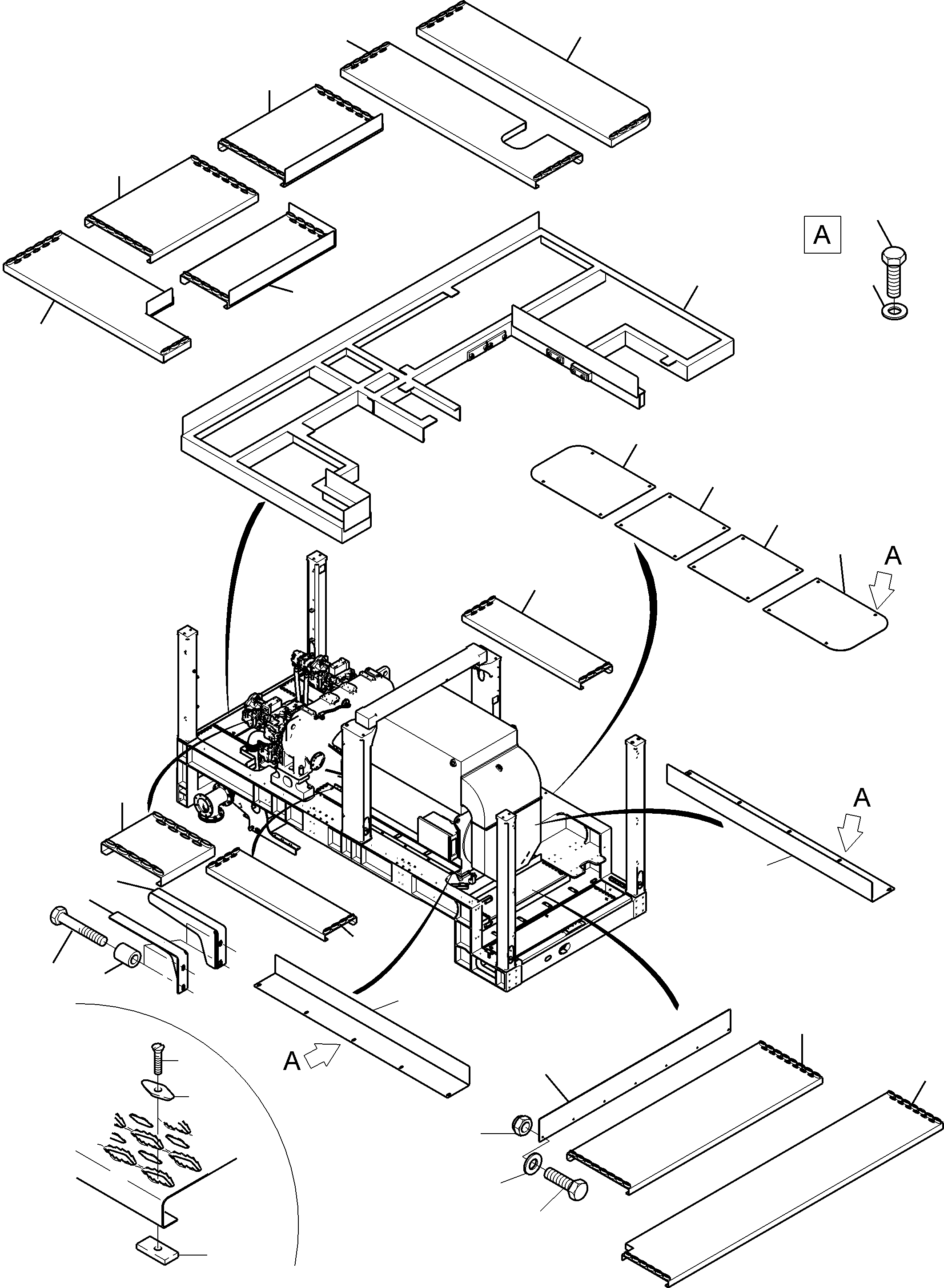 Komatsu parts book diagram for PC4000-6E S/N 08299: POWER FRAME - GRATINGS