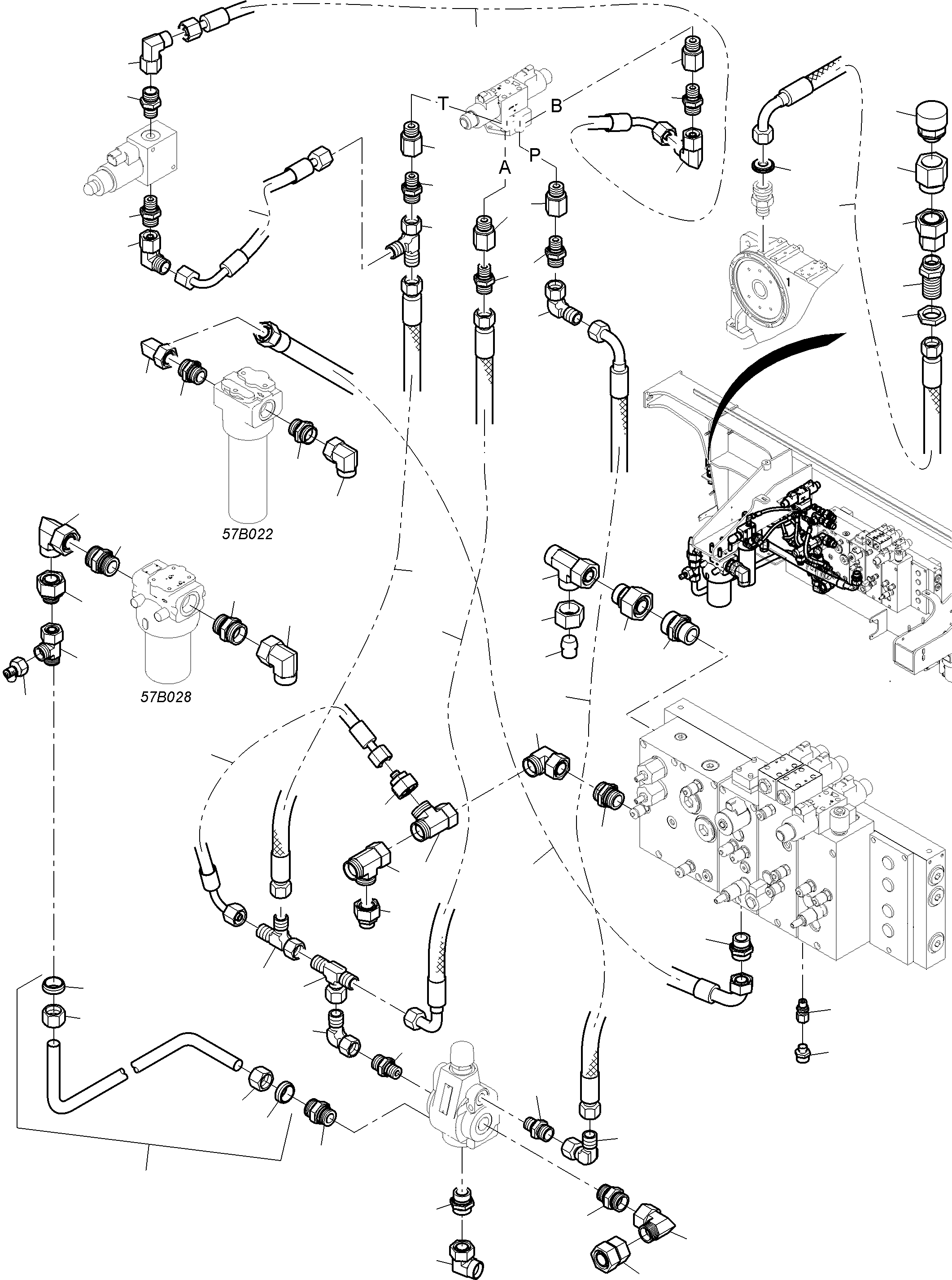 Komatsu parts book diagram for PC4000-6E S/N 08299: CONTROL- AND FILTER PLATE PIPING
