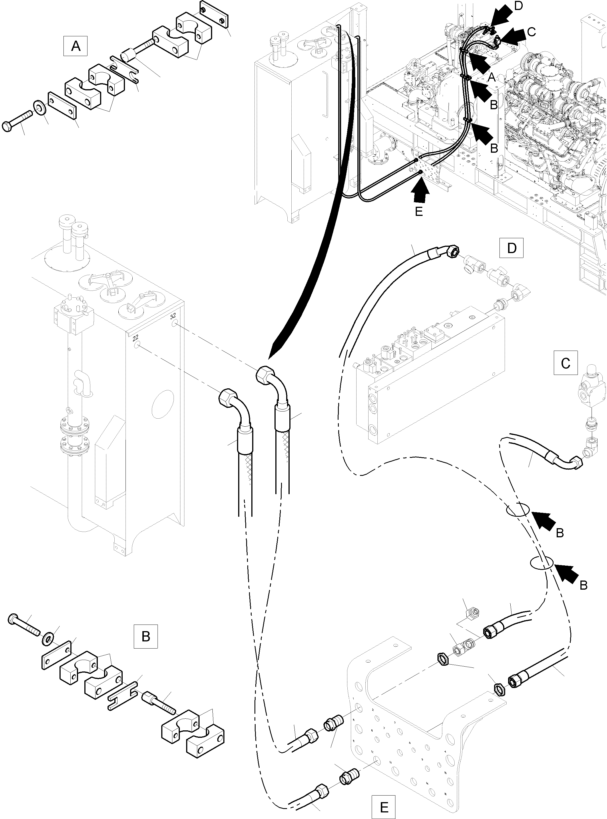 Komatsu parts book diagram for PC4000-6E S/N 08299: TANK LINES CONTROL- AND FILTER PLATE