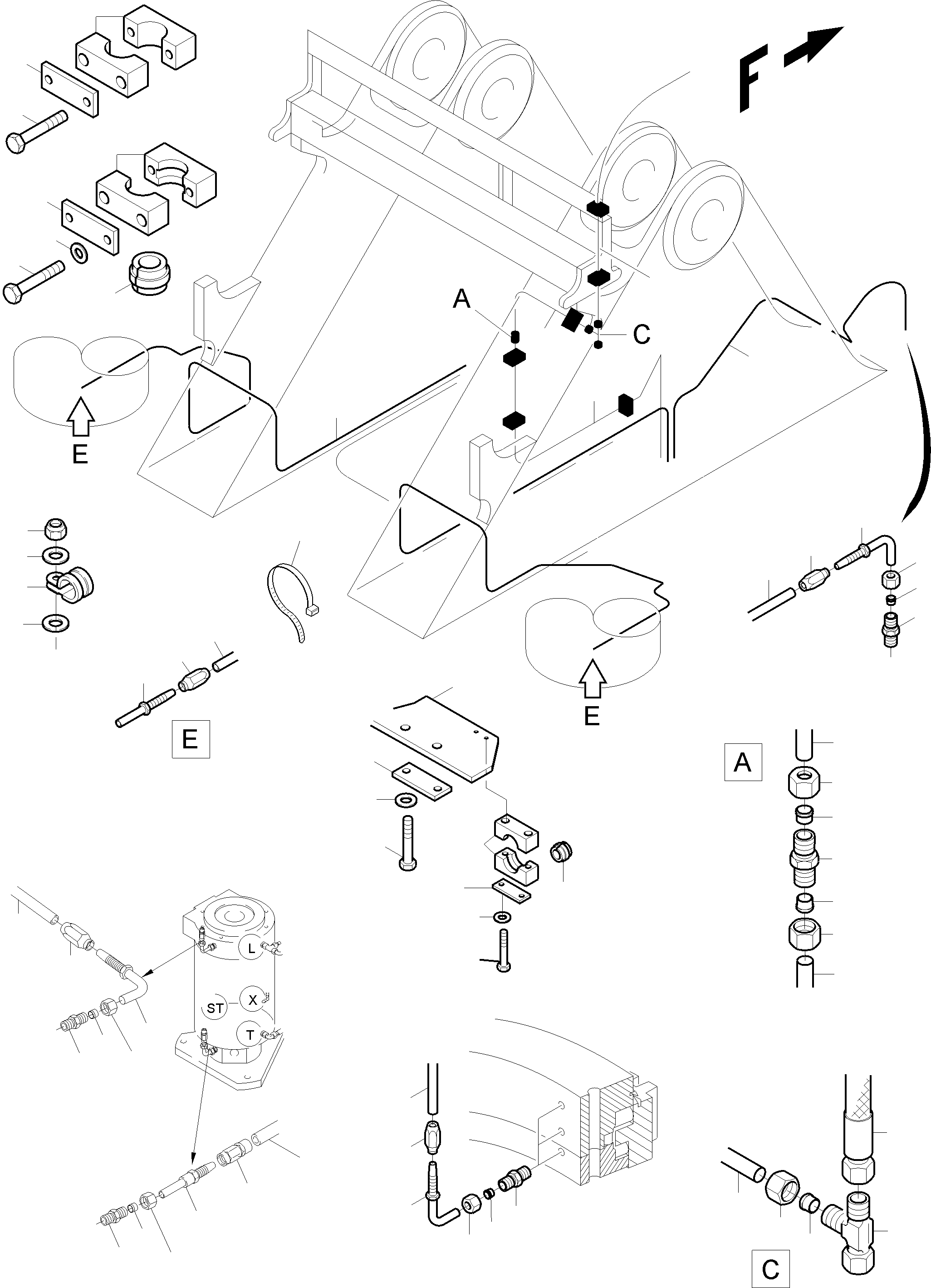 Komatsu parts book diagram for PC4000-6E S/N 08299: LUBE DISTRIBUTOR SLEW RING