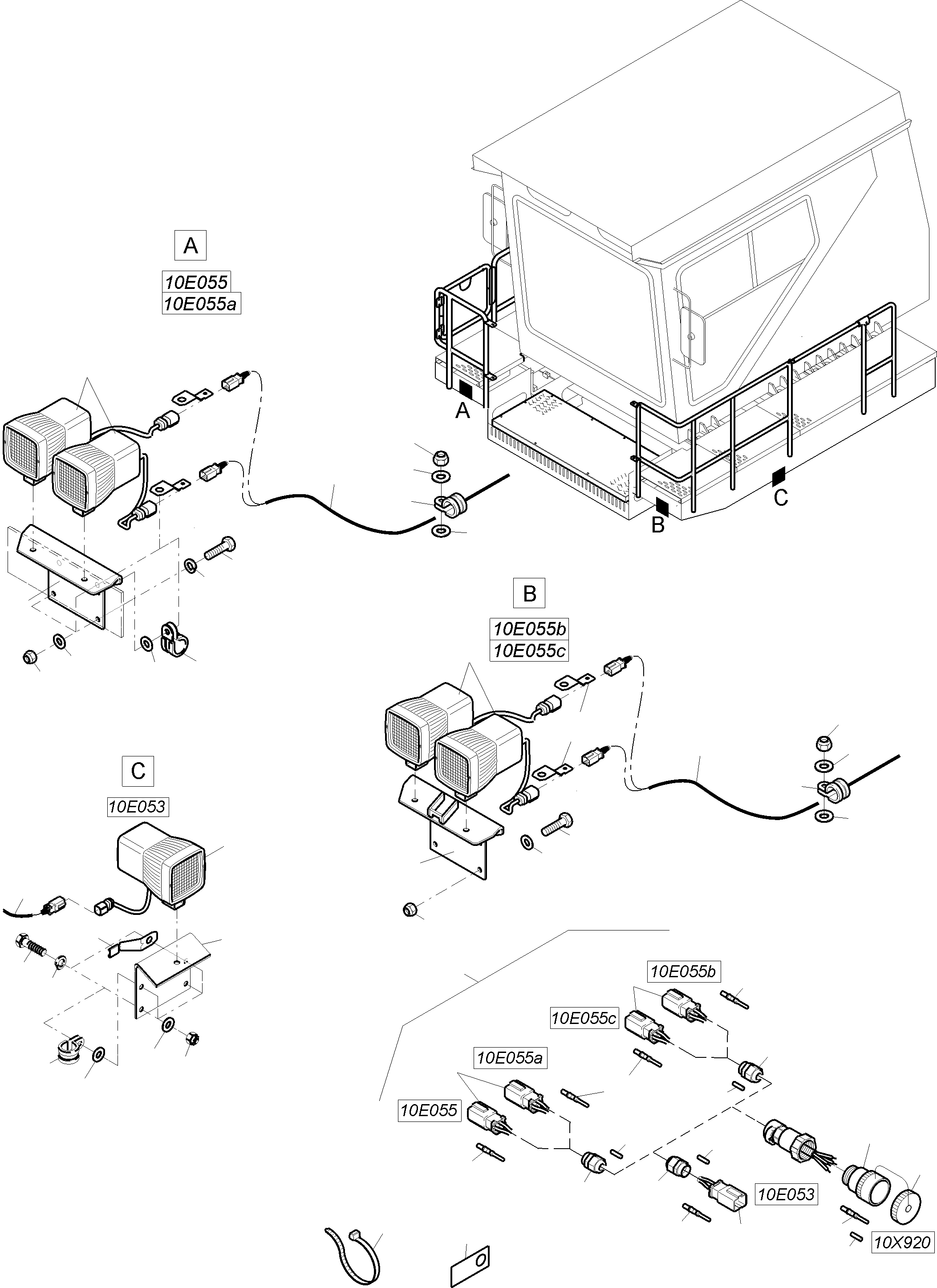 Komatsu parts book diagram for PC4000-6E S/N 08299: LIGHTING EQUIPMENT STAGE