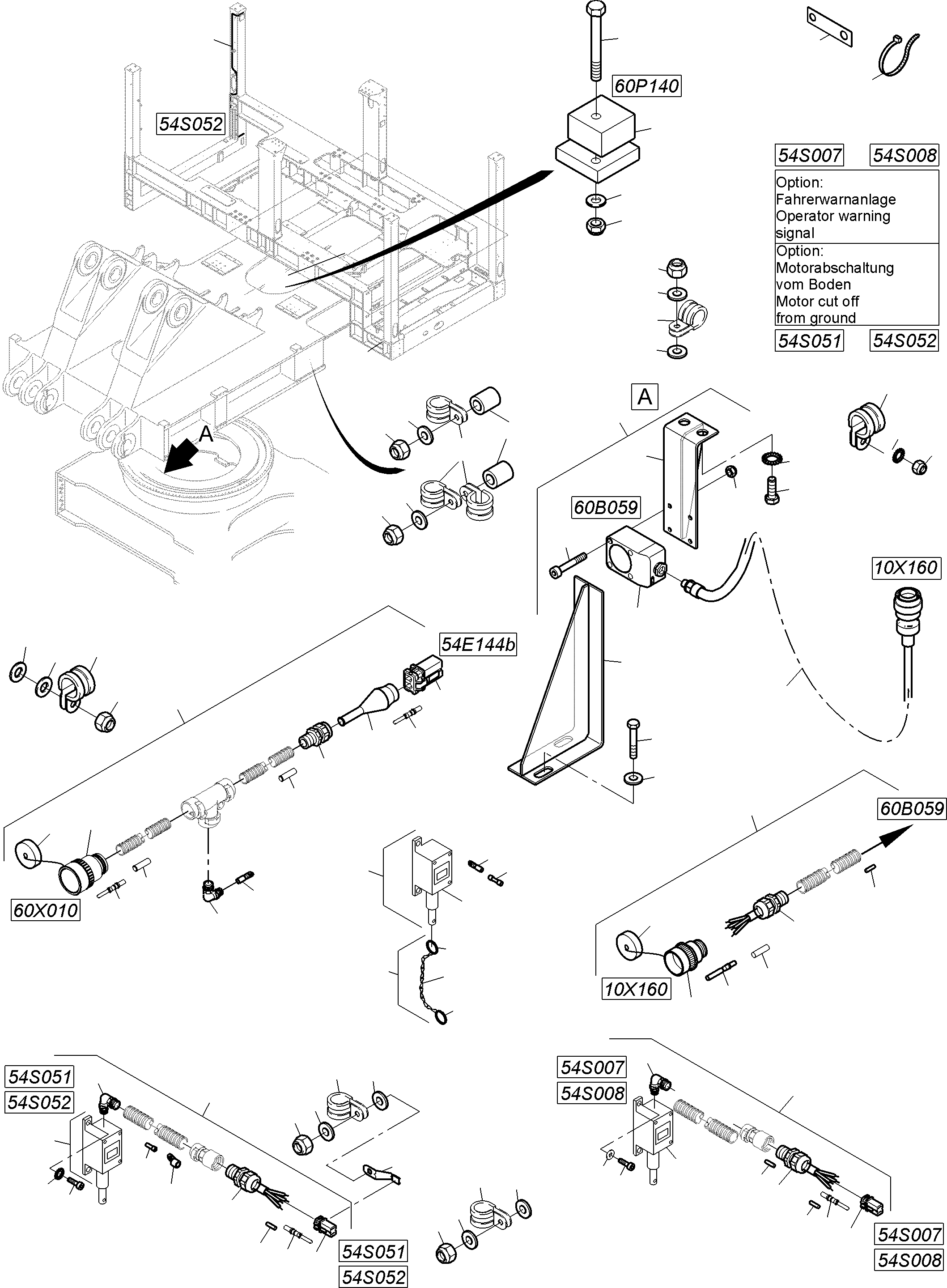 Komatsu parts book diagram for PC4000-6E S/N 08299: MOVEM. SIGNAL / MOTOR SWITCH-OFF / WARNING SYSTEM ASSY./ ROTATION ANGLE