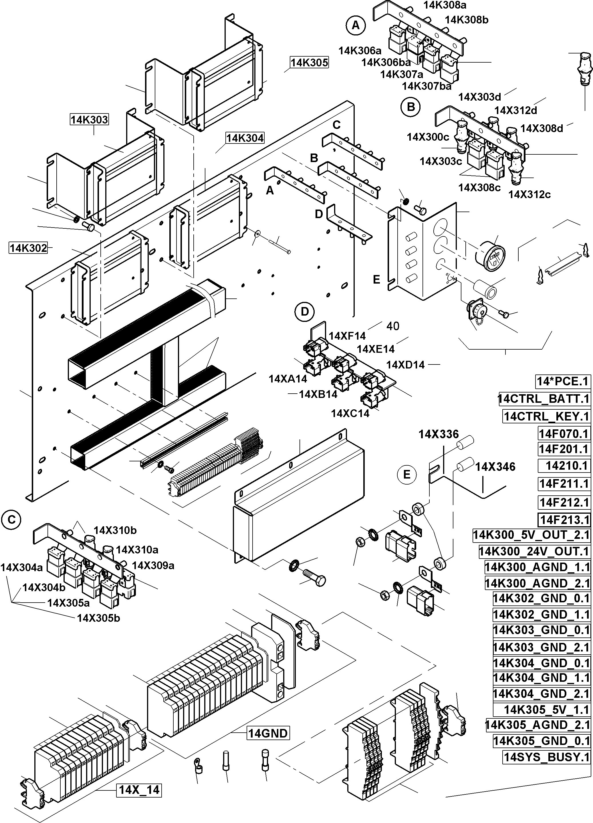 Komatsu parts book diagram for PC4000-6E S/N 08299: CONTROLLER-CAB SUPPORT-LOCATION 14