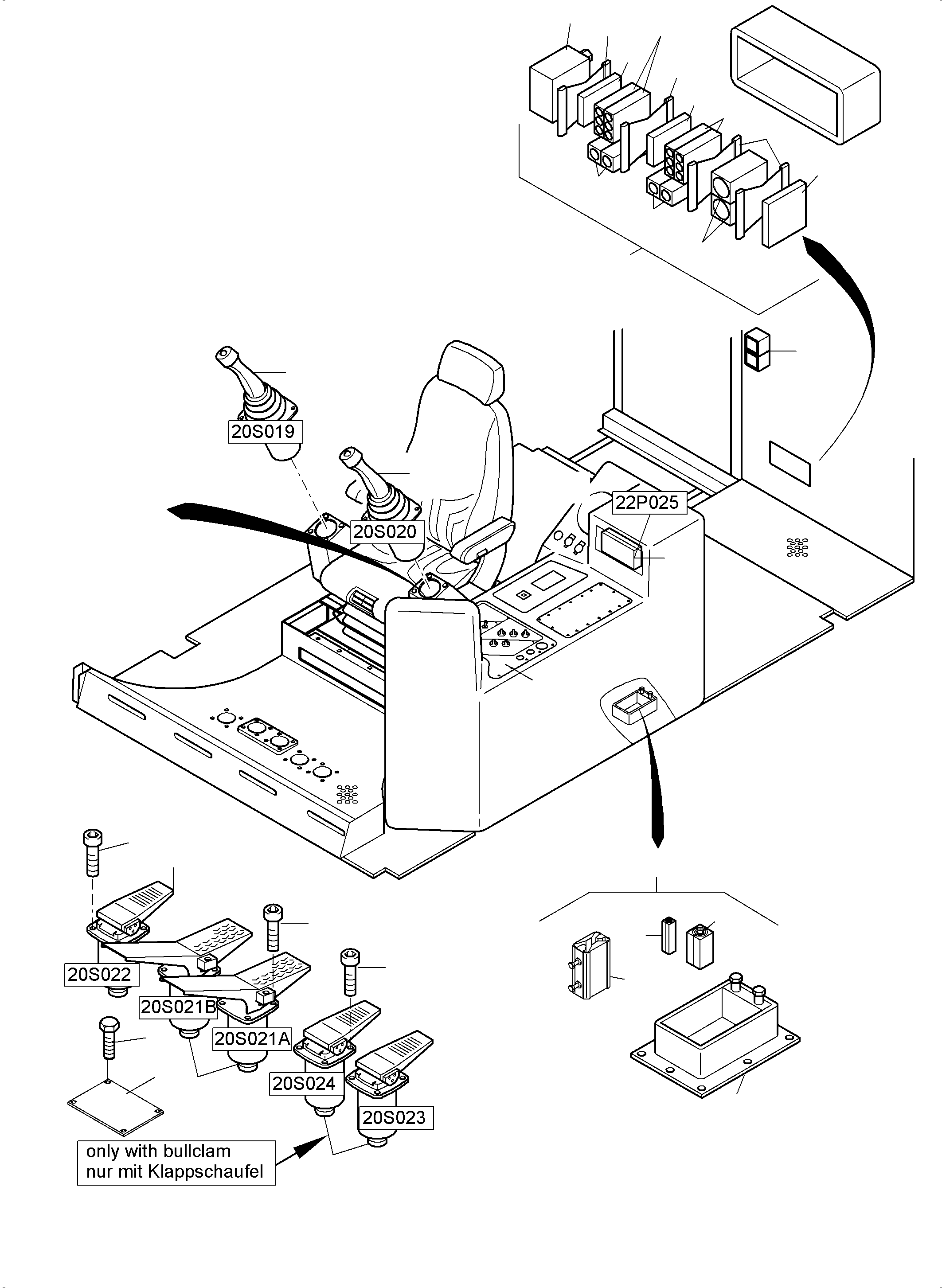 Komatsu parts book diagram for PC4000-6E S/N 08299: CABIN - OPERATION ELEMENTS - LOCATION 20