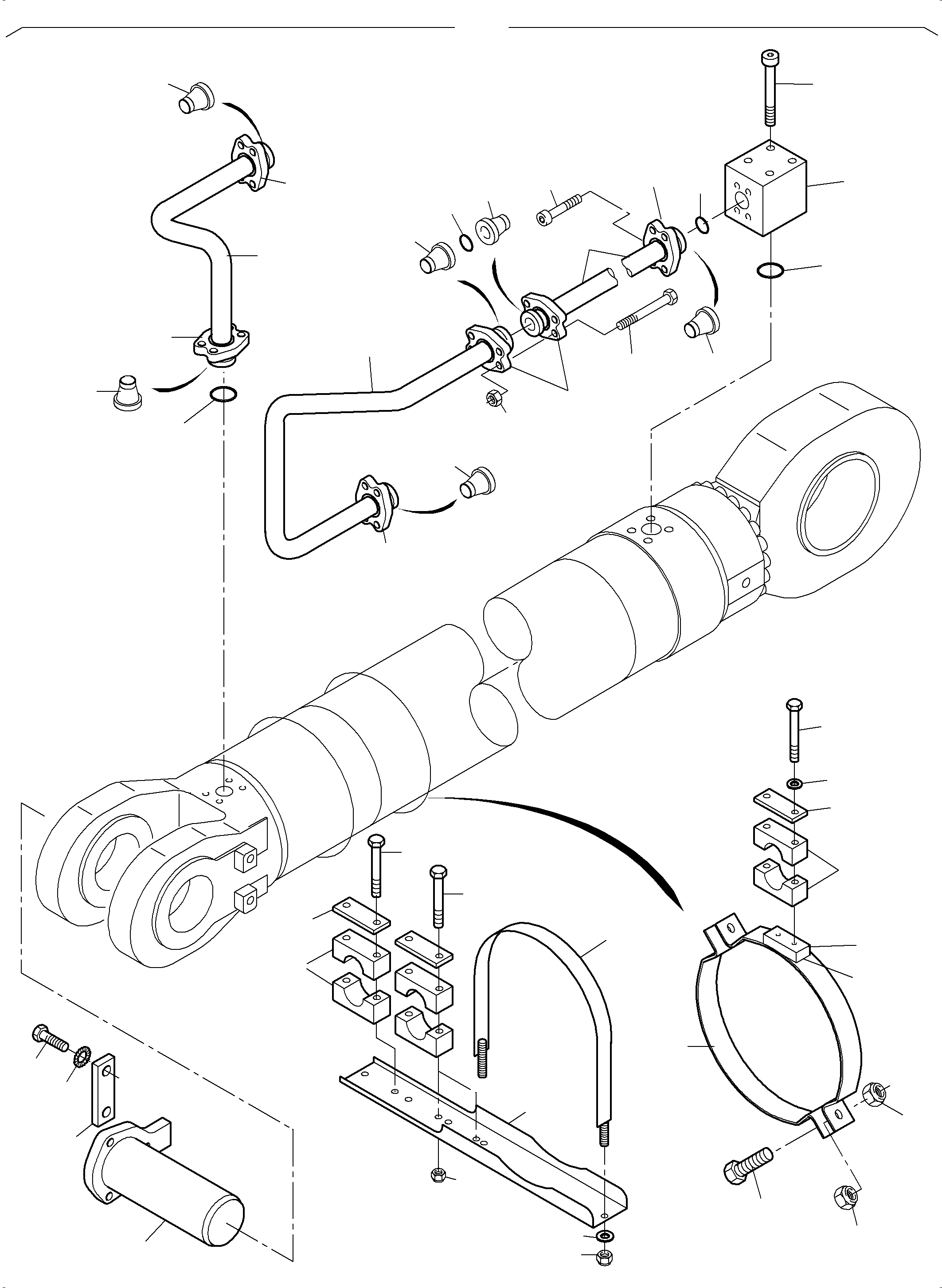 Komatsu parts book diagram for PC4000-11 S/N 08302: PIPING - BACKHOE CYLINDER L.H.