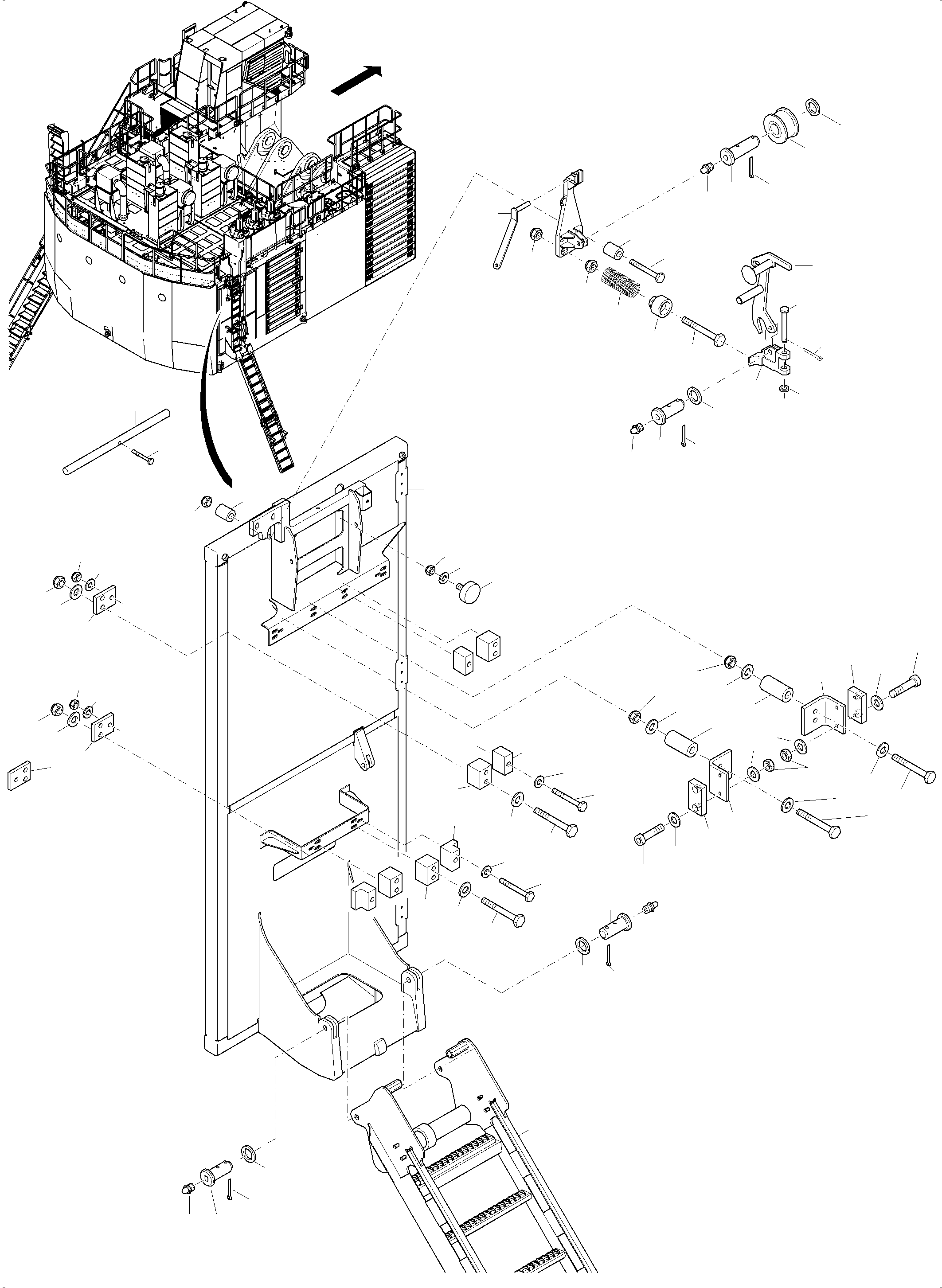 Komatsu parts book diagram for PC4000-11 S/N 08302: EMERGENCY LADDER-MACHINE COVERING