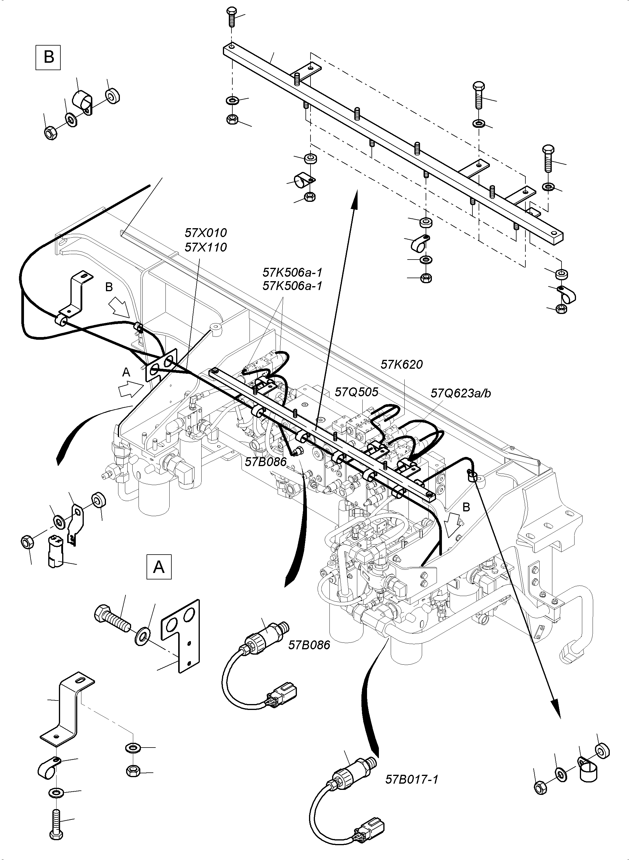 Komatsu parts book diagram for PC4000-11 S/N 08302: CABLES - CONTROL- AND FILTER PLATE