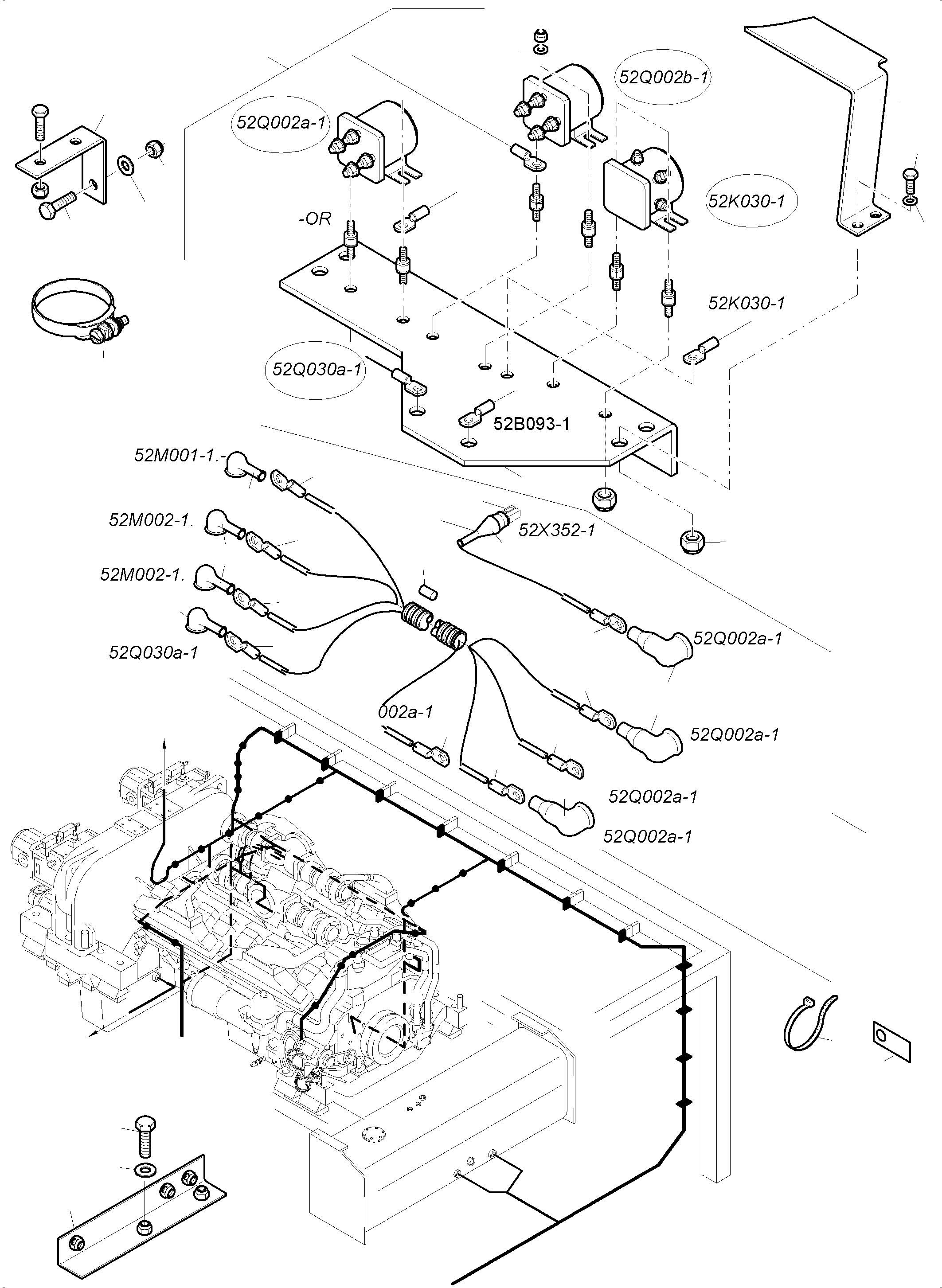 Komatsu parts book diagram for PC4000-11 S/N 08302: CABLES - ENGINE AND TRANSMITTER
