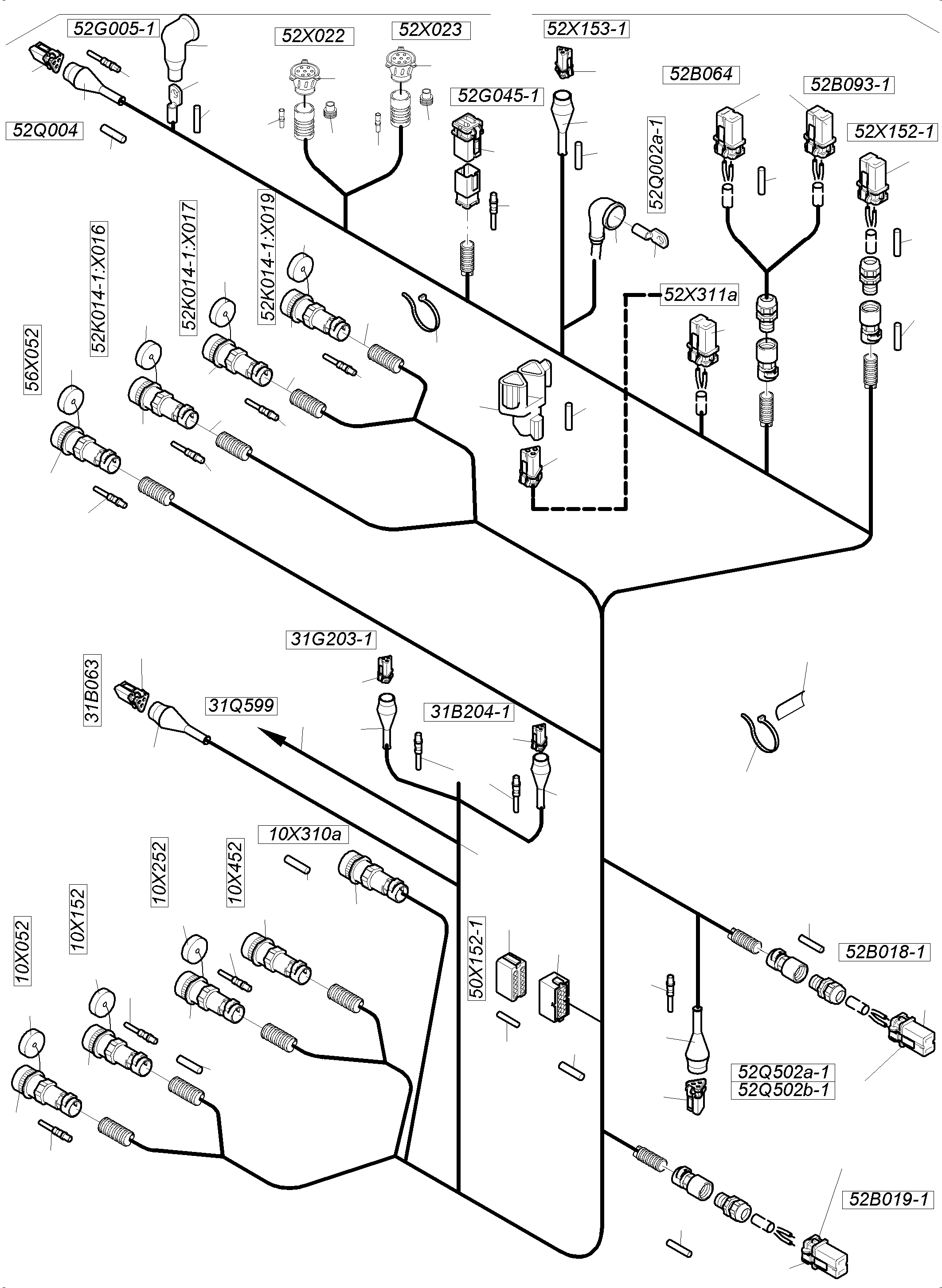 Komatsu parts book diagram for PC4000-11 S/N 08302: CABLES - ENGINE AND TRANSMITTER
