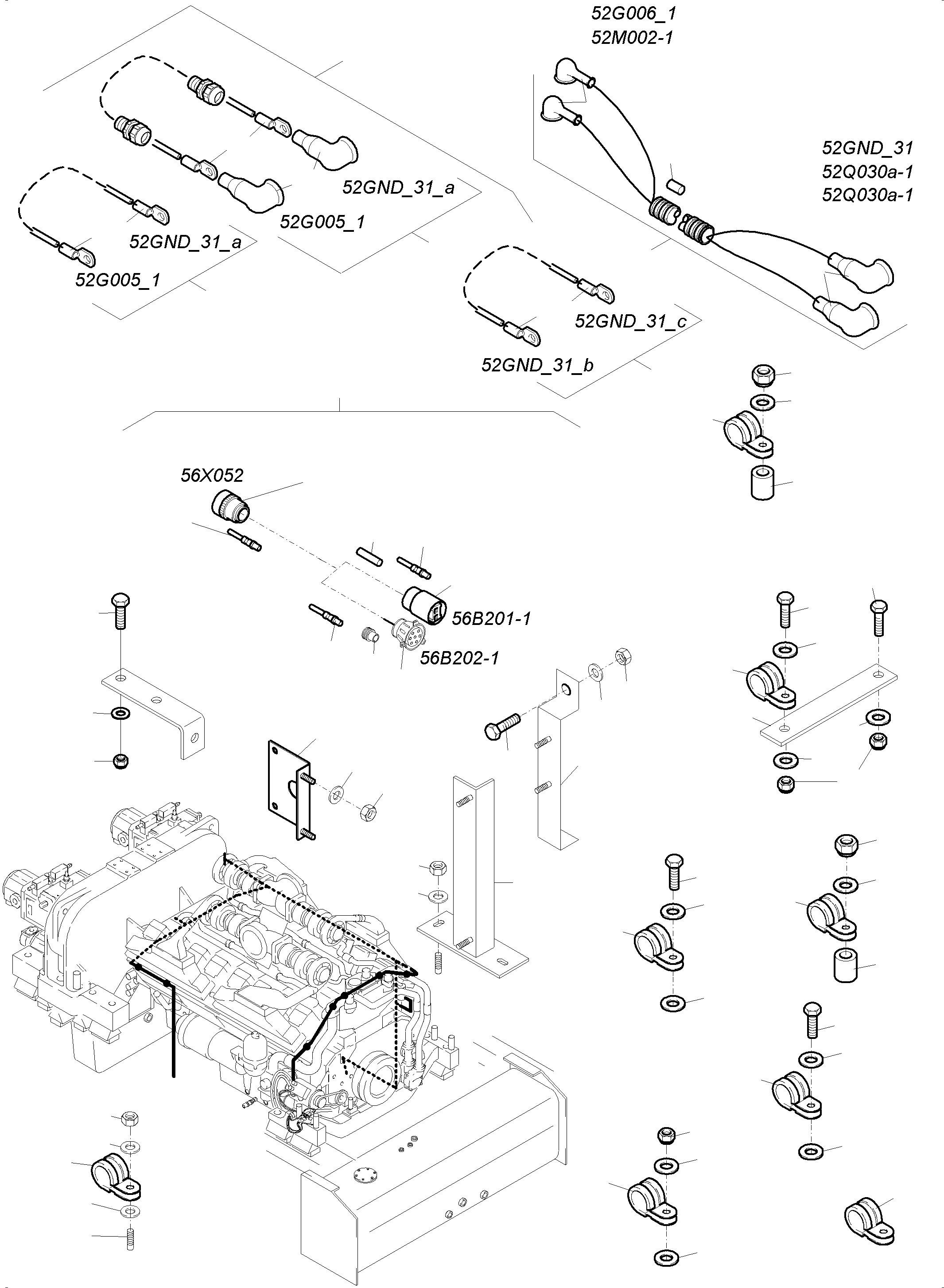 Komatsu parts book diagram for PC4000-11 S/N 08302: CABLES - ENGINE AND TRANSMITTER